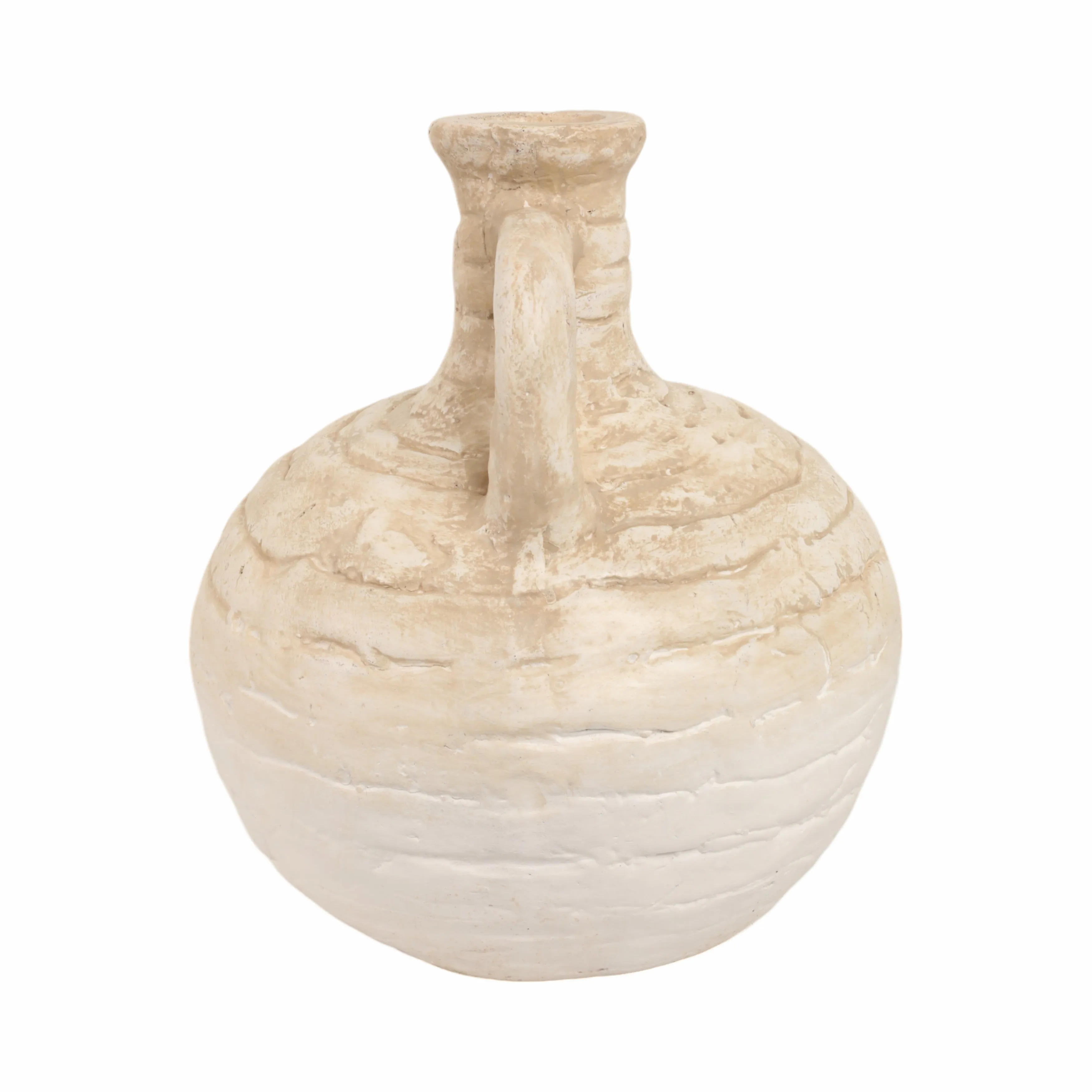 13" Bulbous Terracotta Eared Vase, Ivory