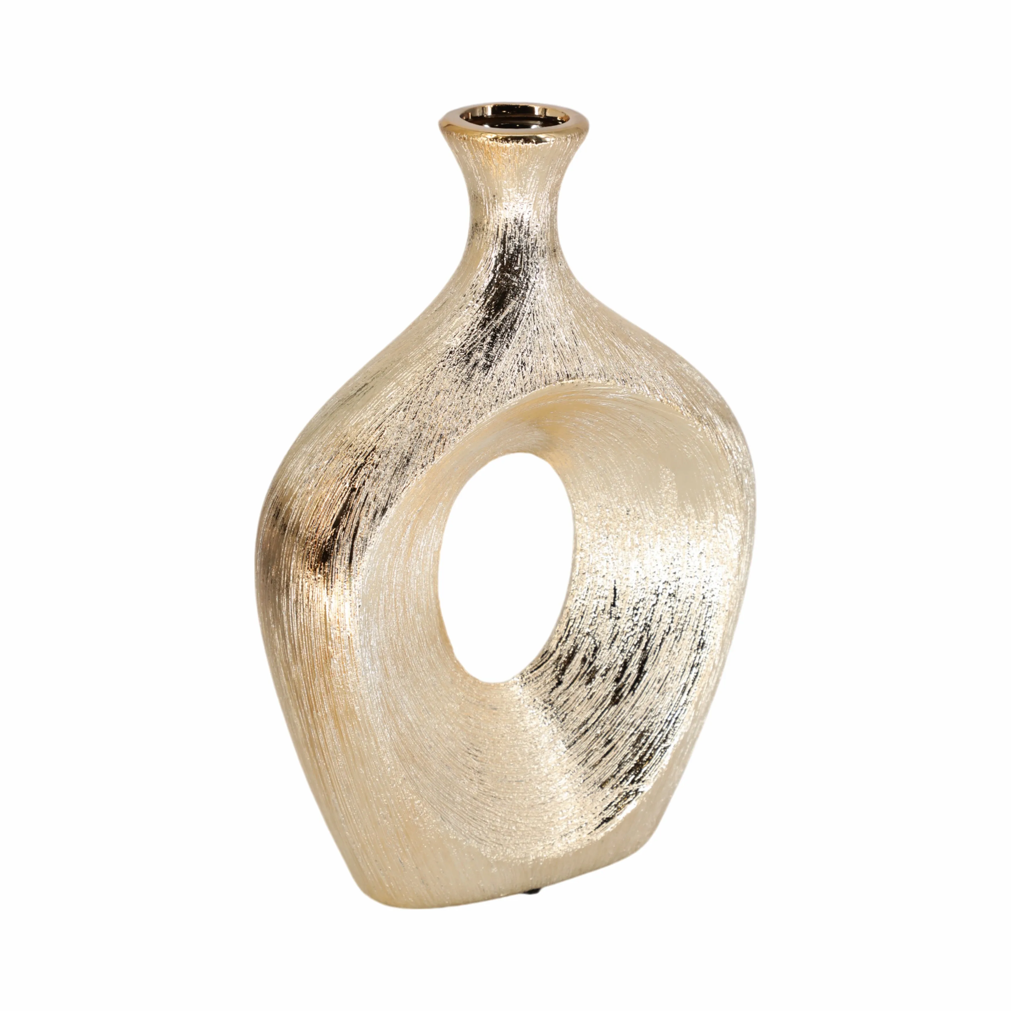 13" SCRATCHED OVAL VASE CUT-OUT, CHAMPAGNE