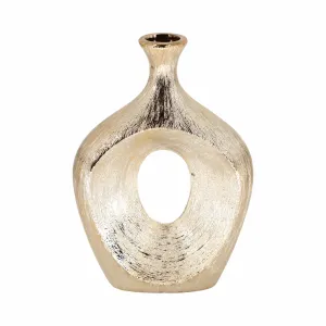 13" SCRATCHED OVAL VASE CUT-OUT, CHAMPAGNE