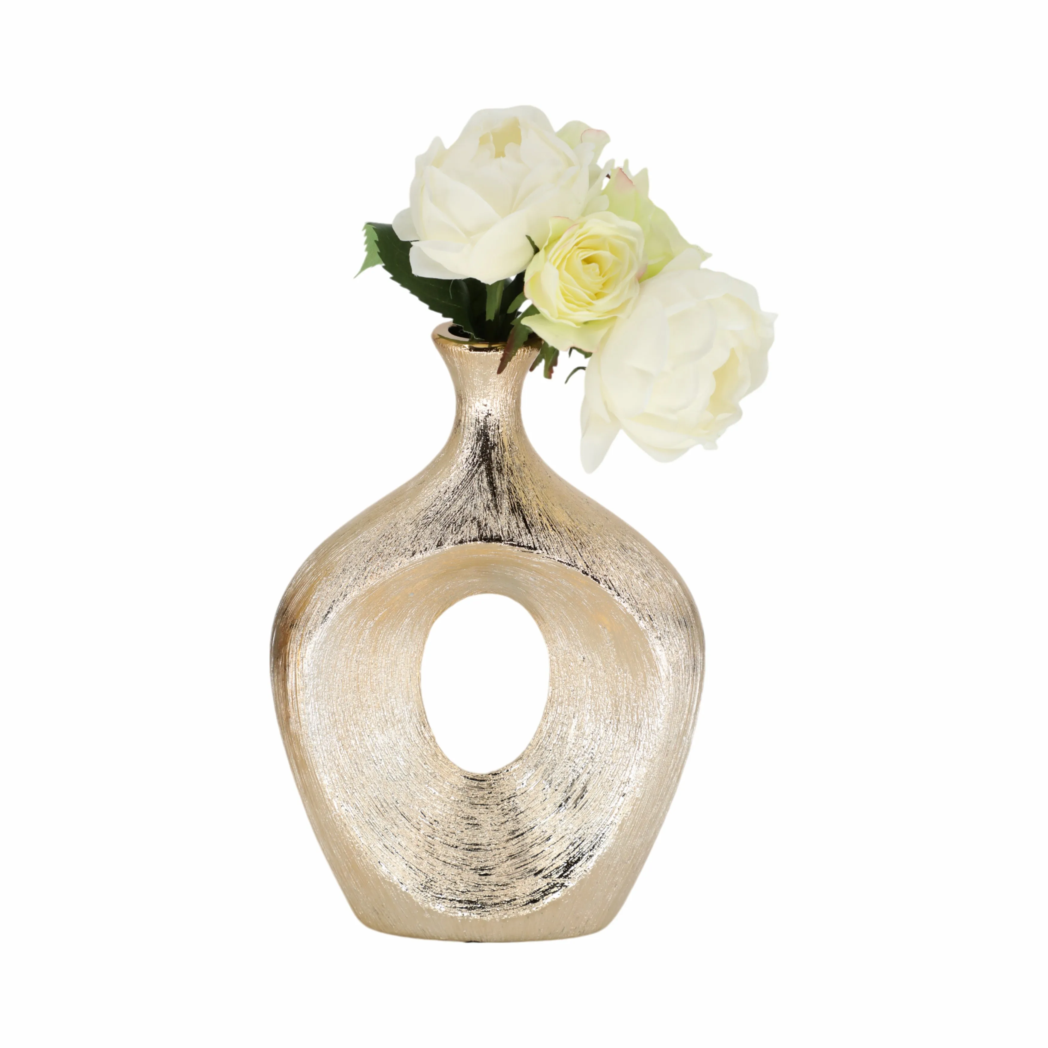 13" SCRATCHED OVAL VASE CUT-OUT, CHAMPAGNE