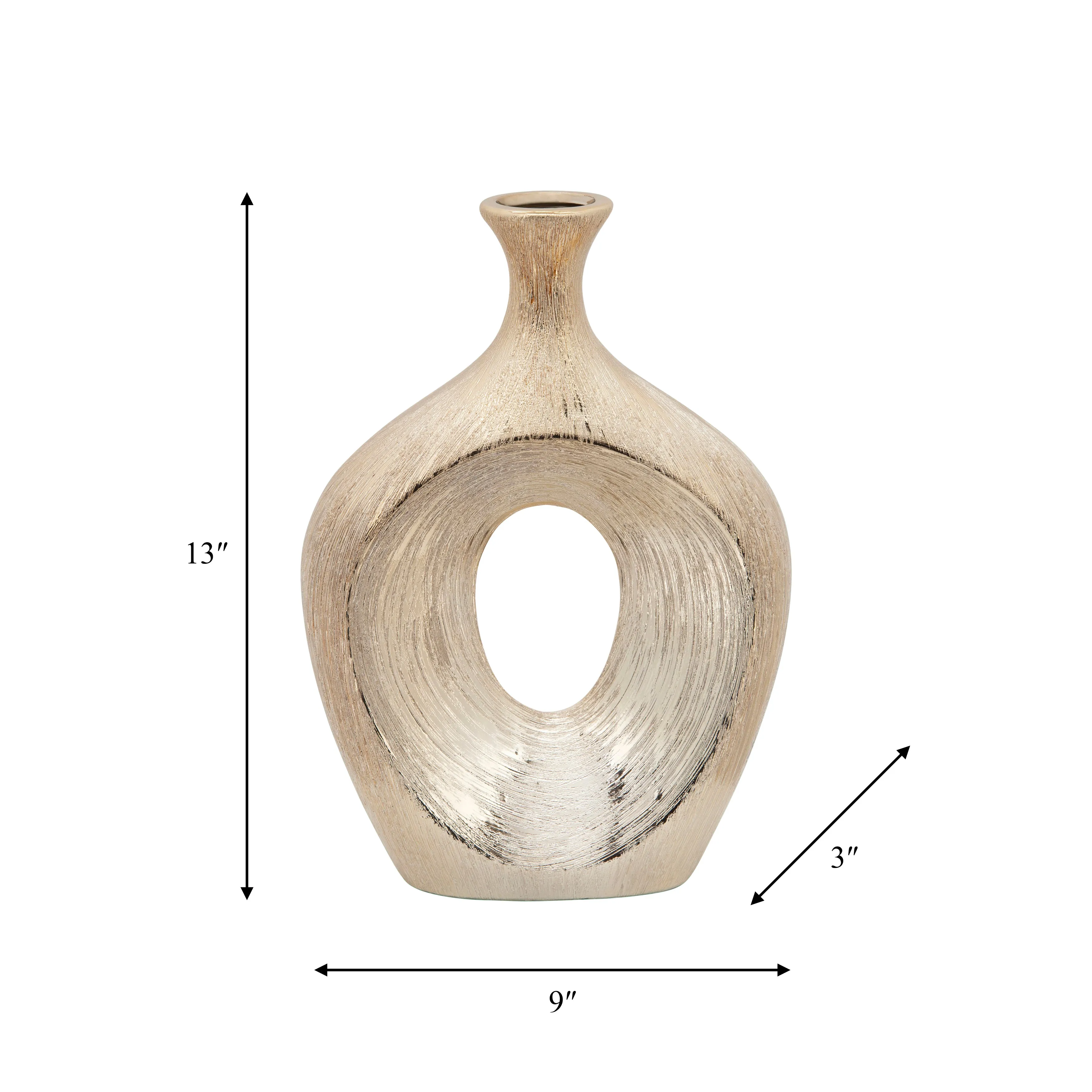13" SCRATCHED OVAL VASE CUT-OUT, CHAMPAGNE