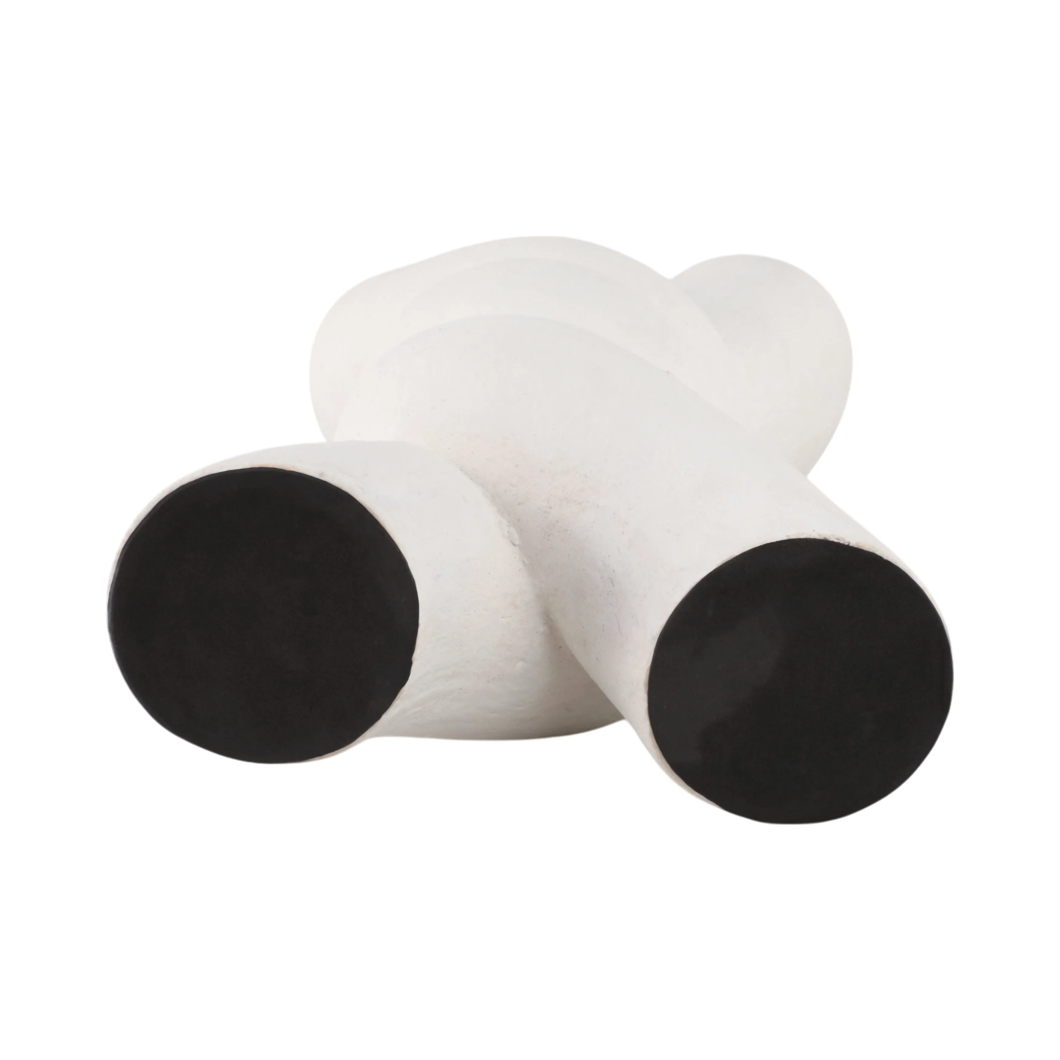 13" Twisted X Shape Terracotta Vase, White