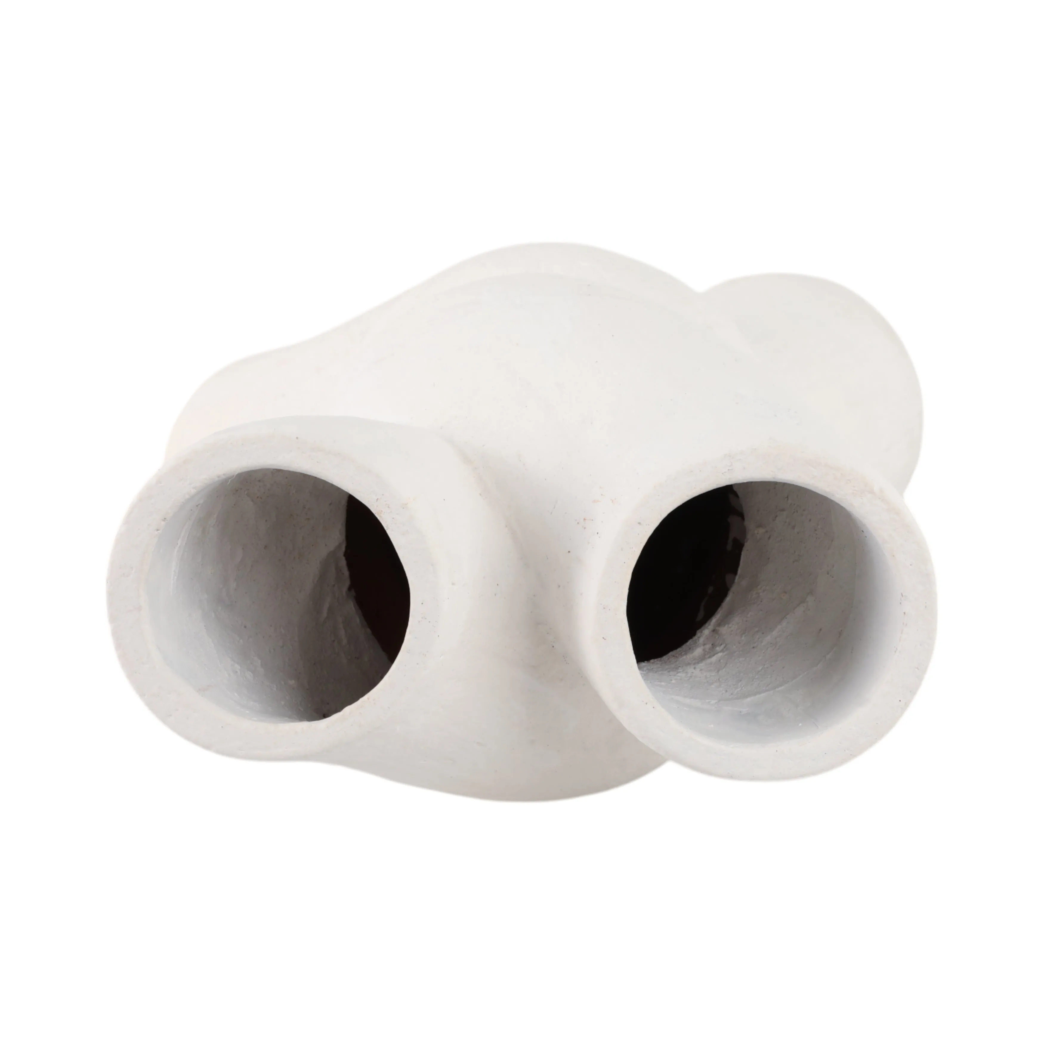 13" Twisted X Shape Terracotta Vase, White