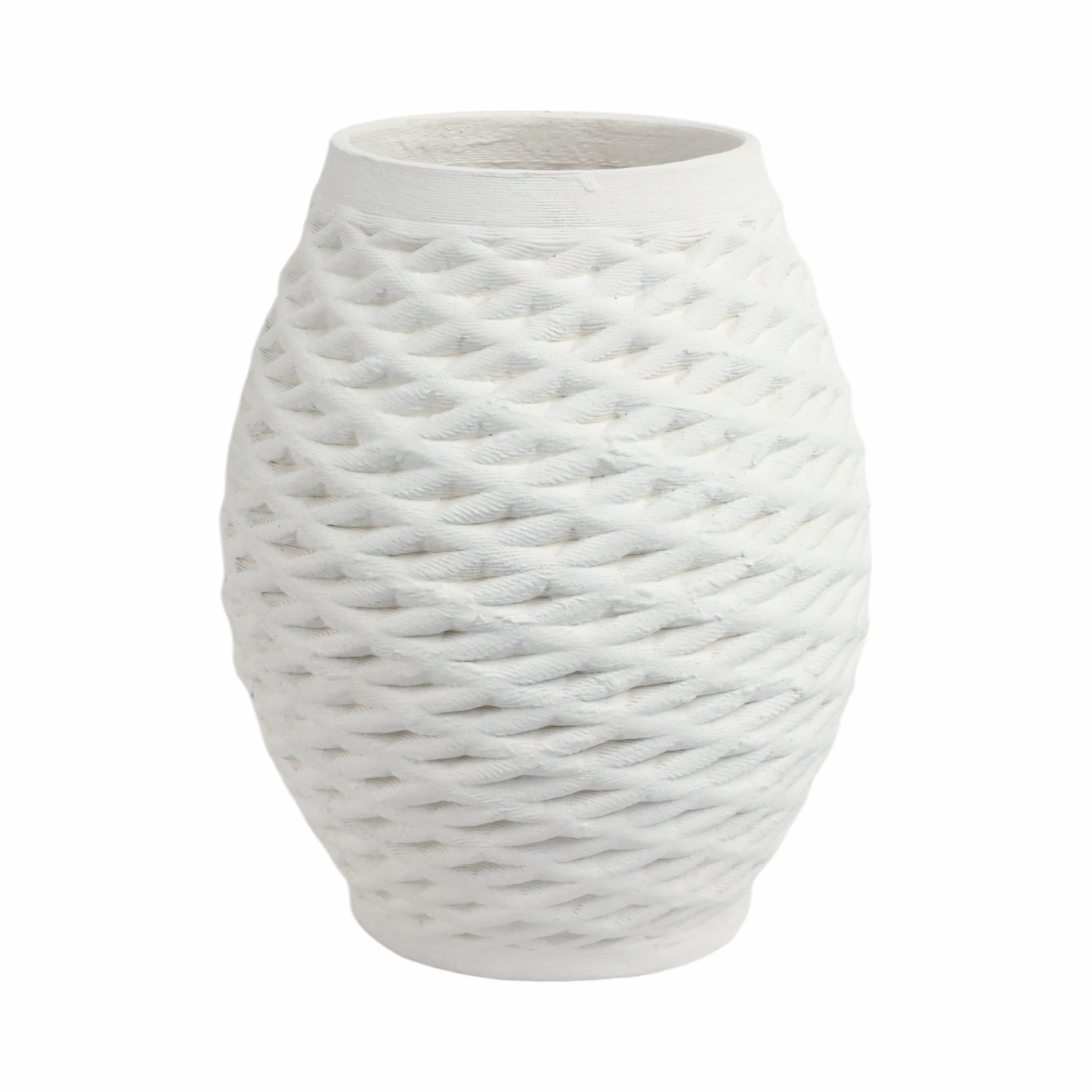 13"talland Small 3d Printed Porcelain Vase, Ivory