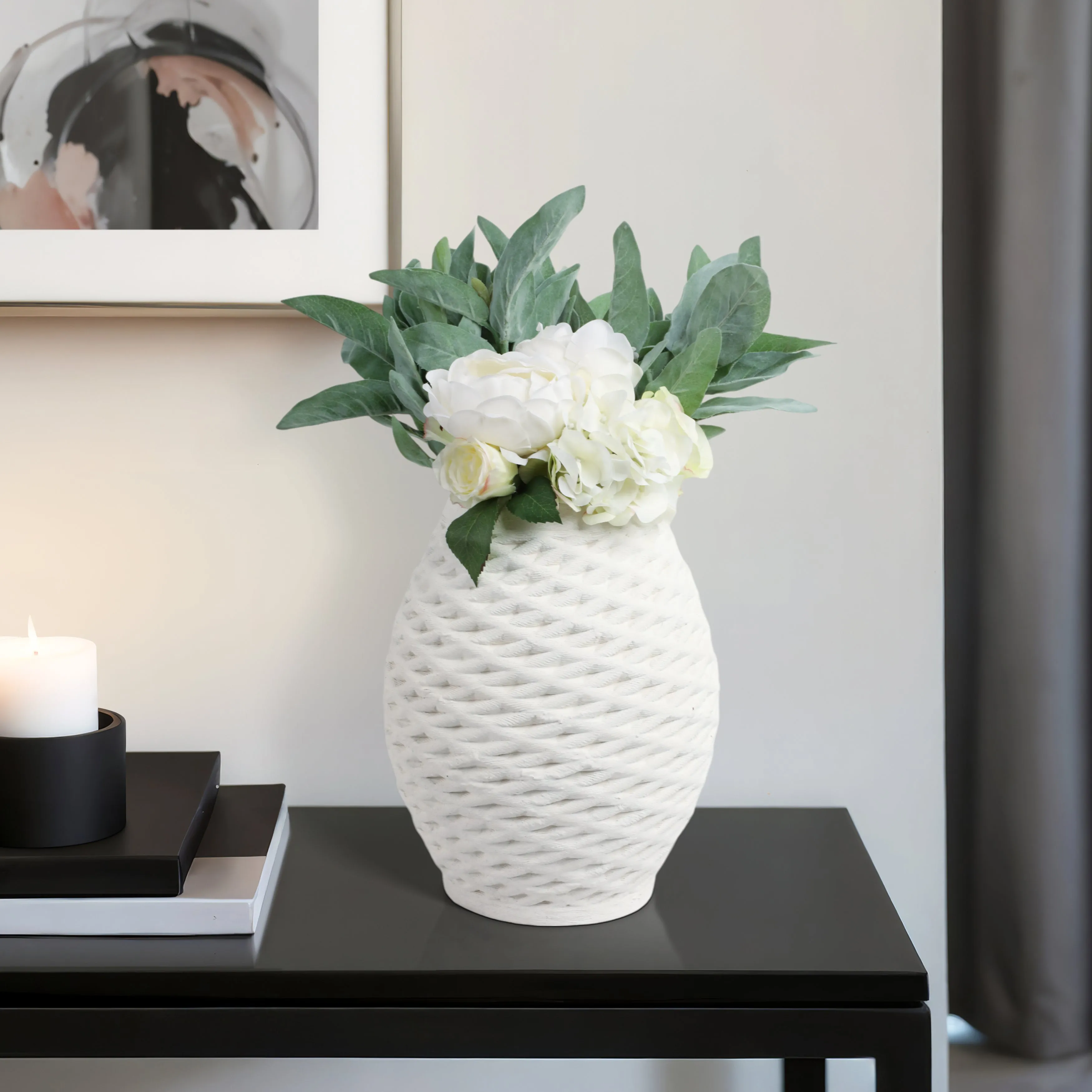 13"talland Small 3d Printed Porcelain Vase, Ivory
