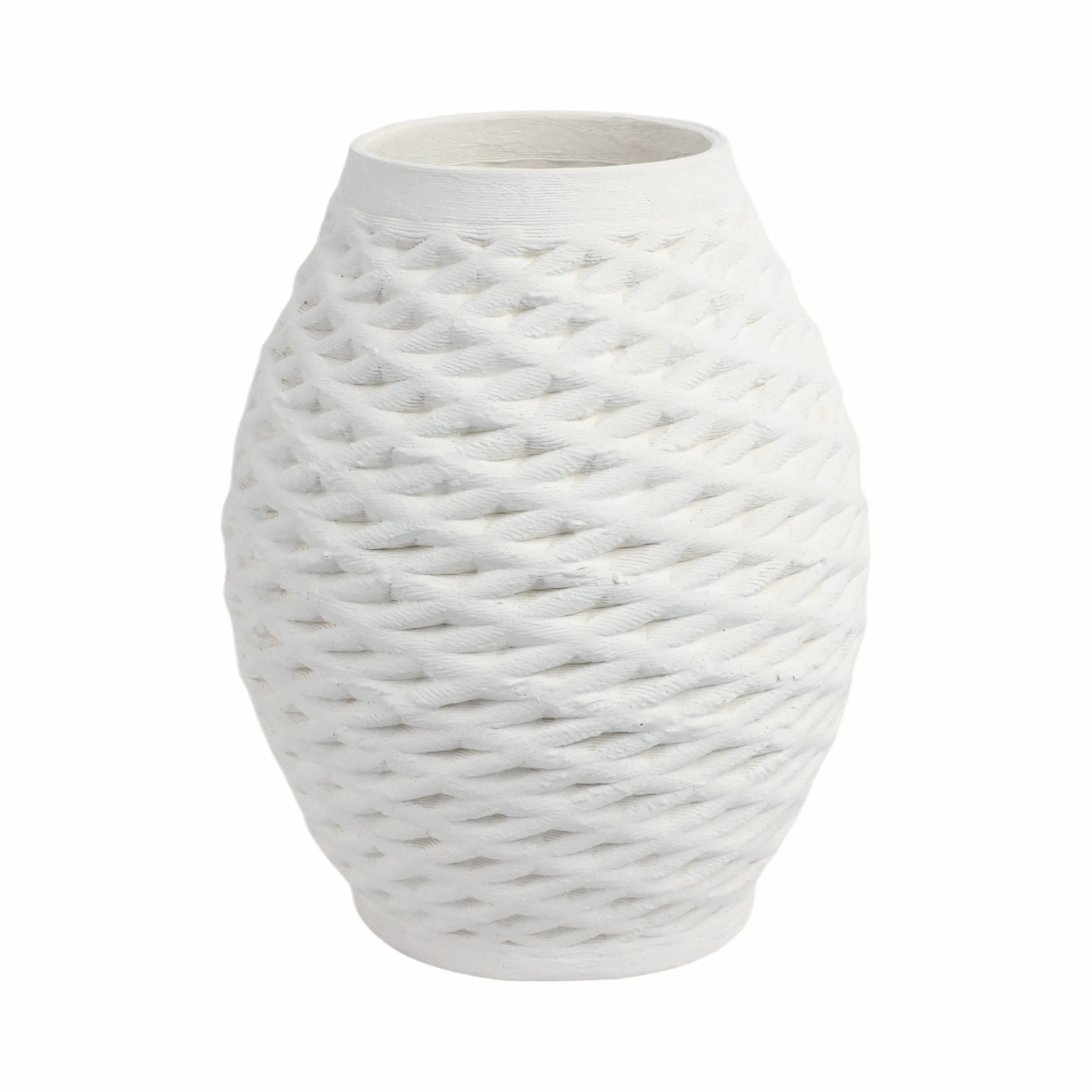 13"talland Small 3d Printed Porcelain Vase, Ivory