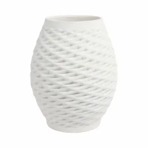 13"talland Small 3d Printed Porcelain Vase, Ivory