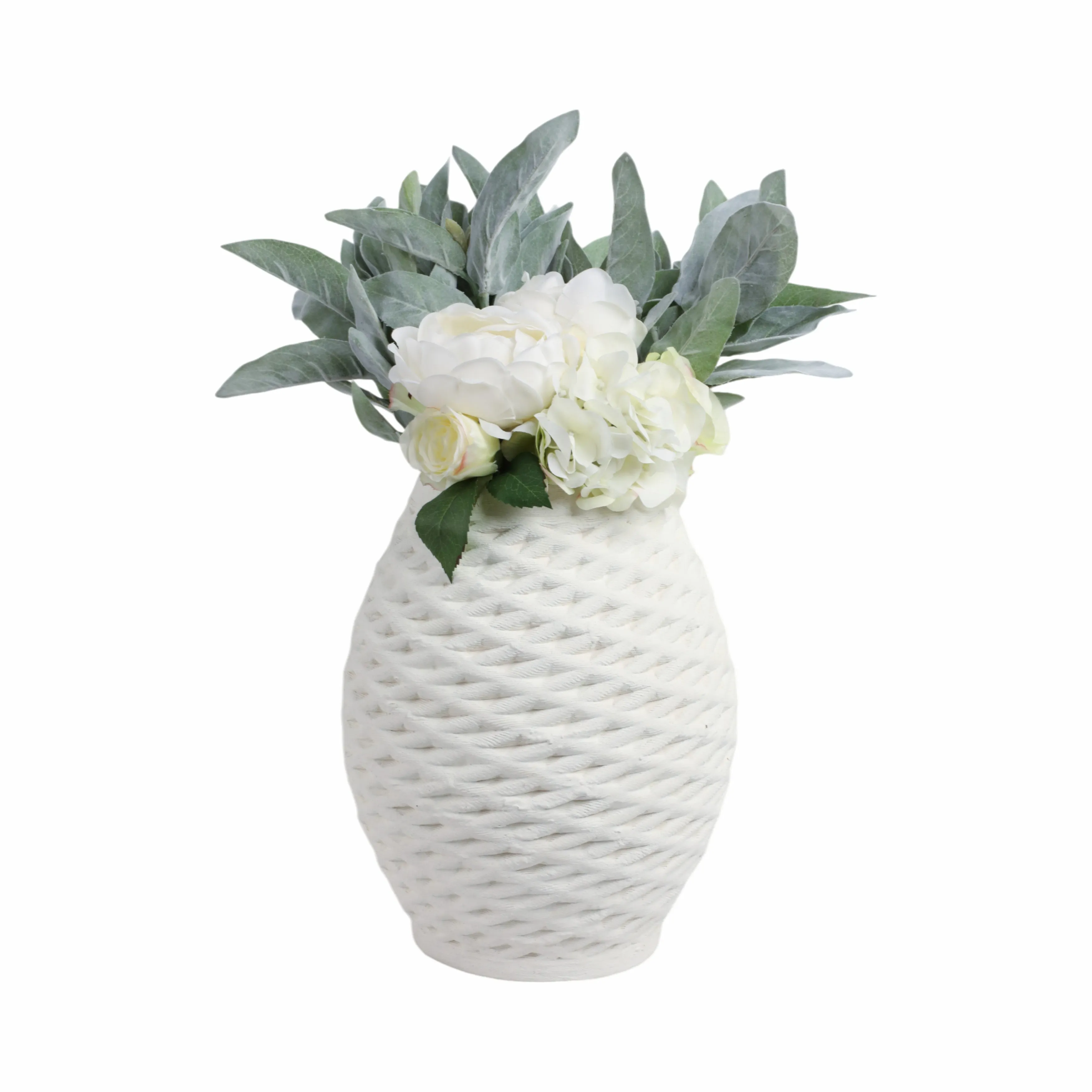 13"talland Small 3d Printed Porcelain Vase, Ivory