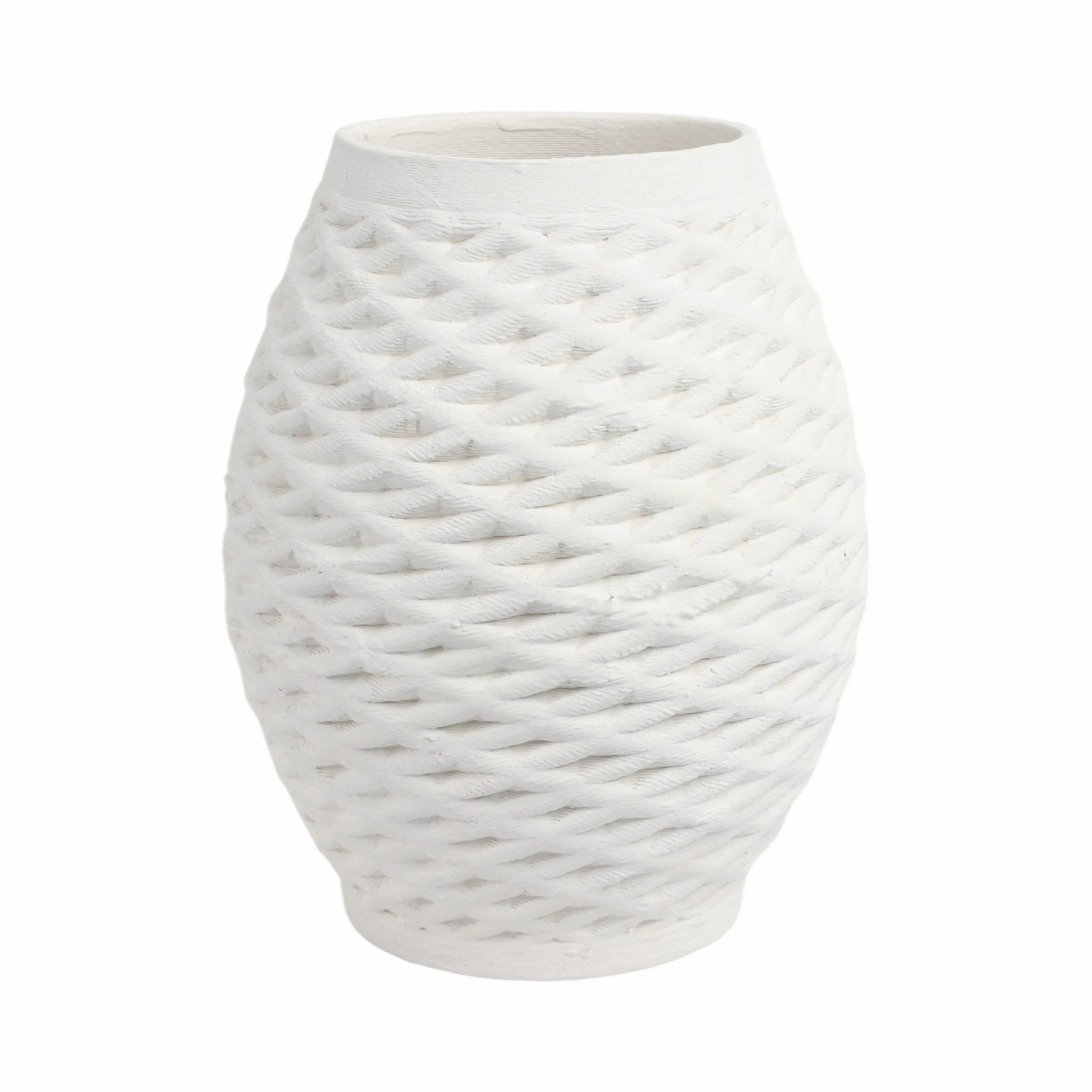 13"talland Small 3d Printed Porcelain Vase, Ivory