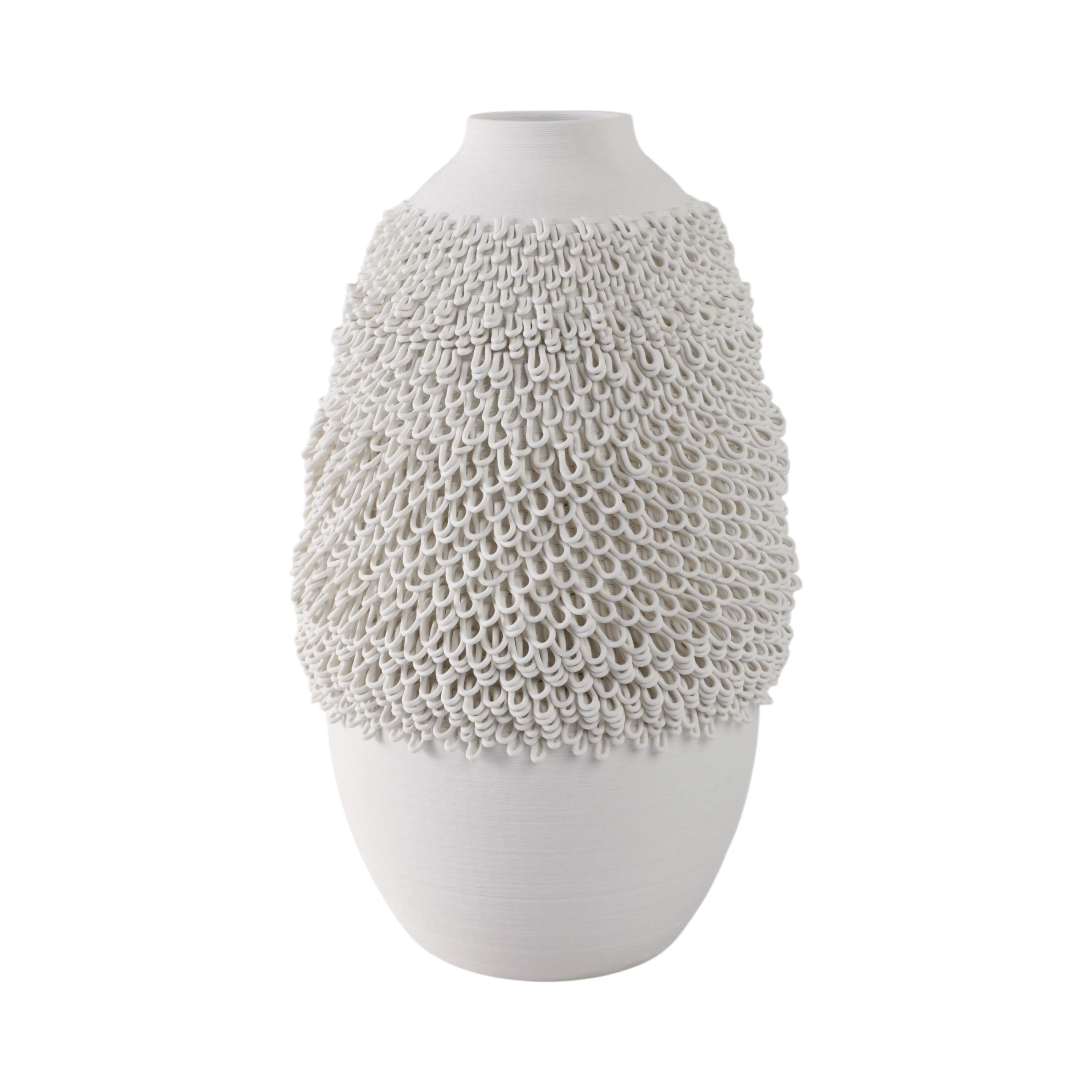 14" Arroyo Medium 3d Printed Porcelain Vase, Ivory