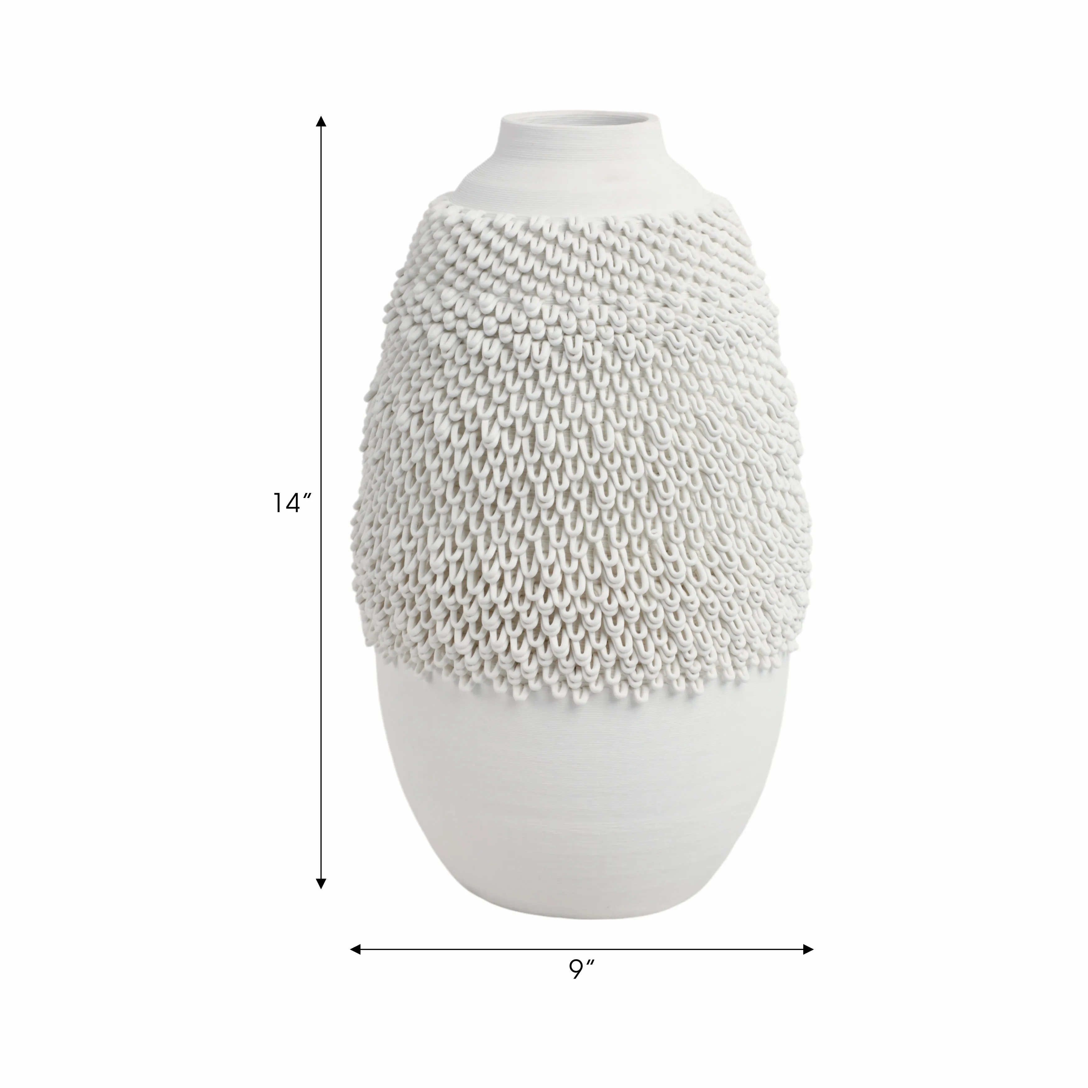 14" Arroyo Medium 3d Printed Porcelain Vase, Ivory