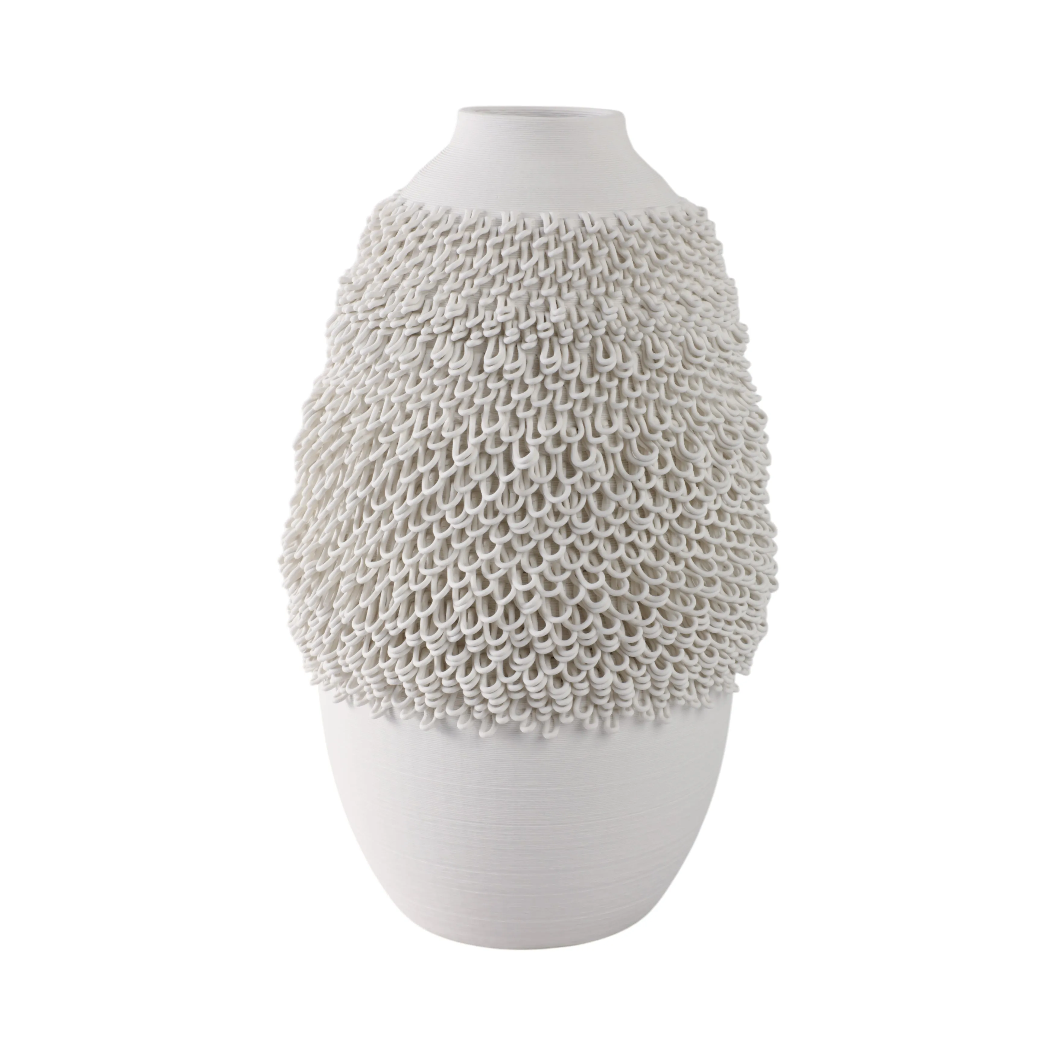 14" Arroyo Medium 3d Printed Porcelain Vase, Ivory