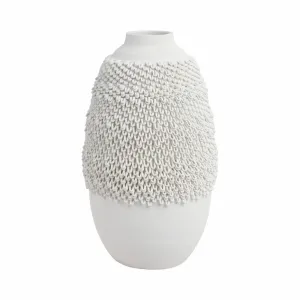 14" Arroyo Medium 3d Printed Porcelain Vase, Ivory
