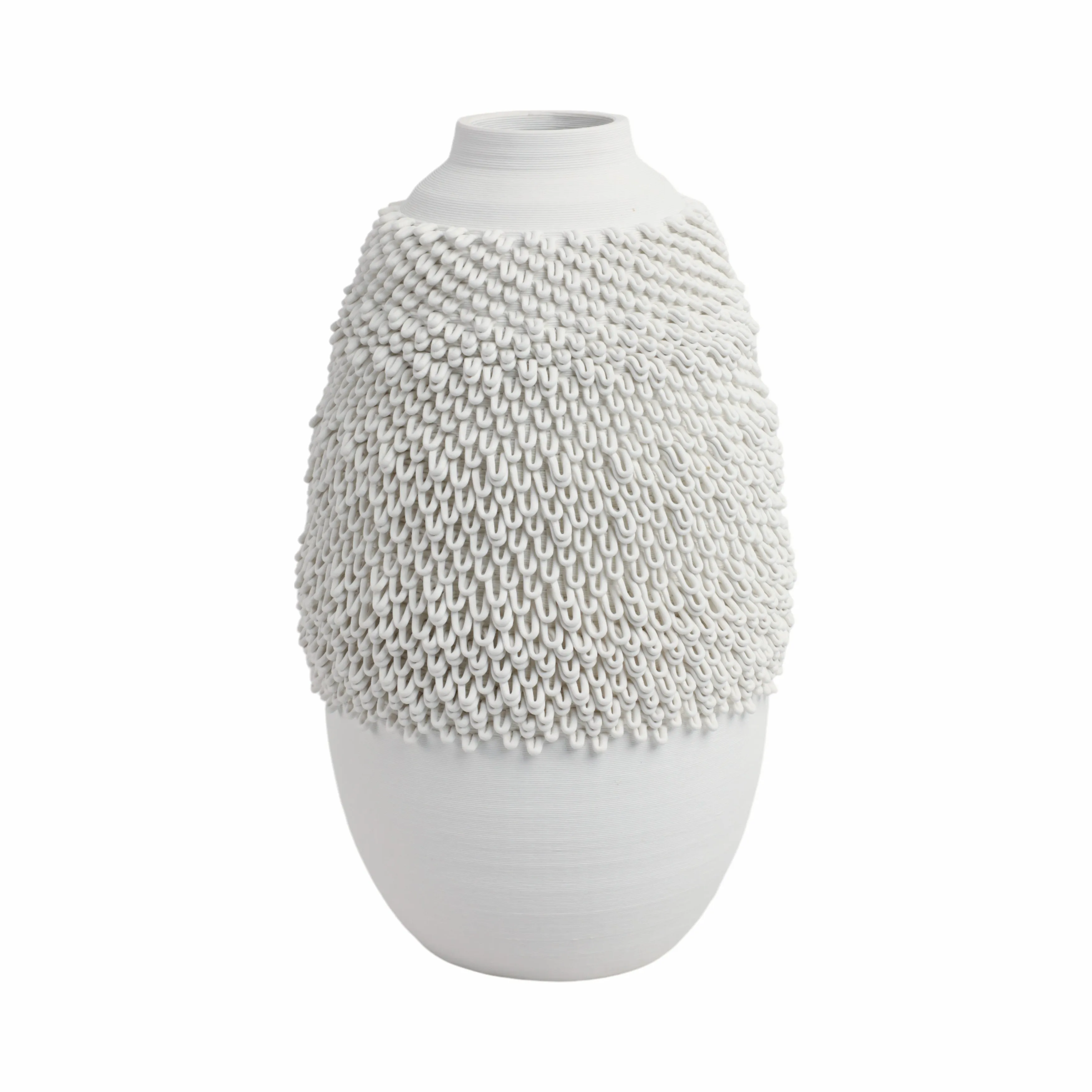 14" Arroyo Medium 3d Printed Porcelain Vase, Ivory