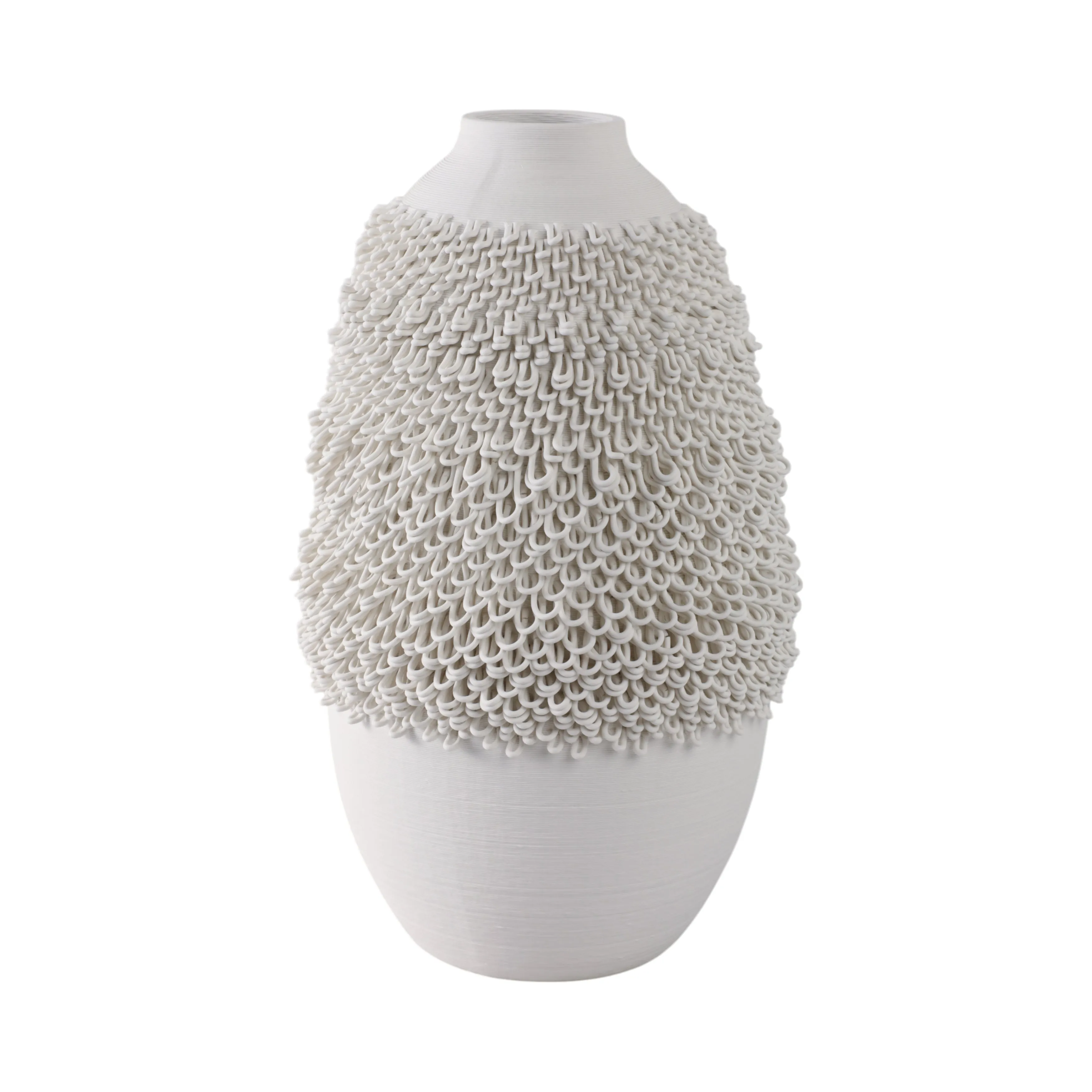 14" Arroyo Medium 3d Printed Porcelain Vase, Ivory