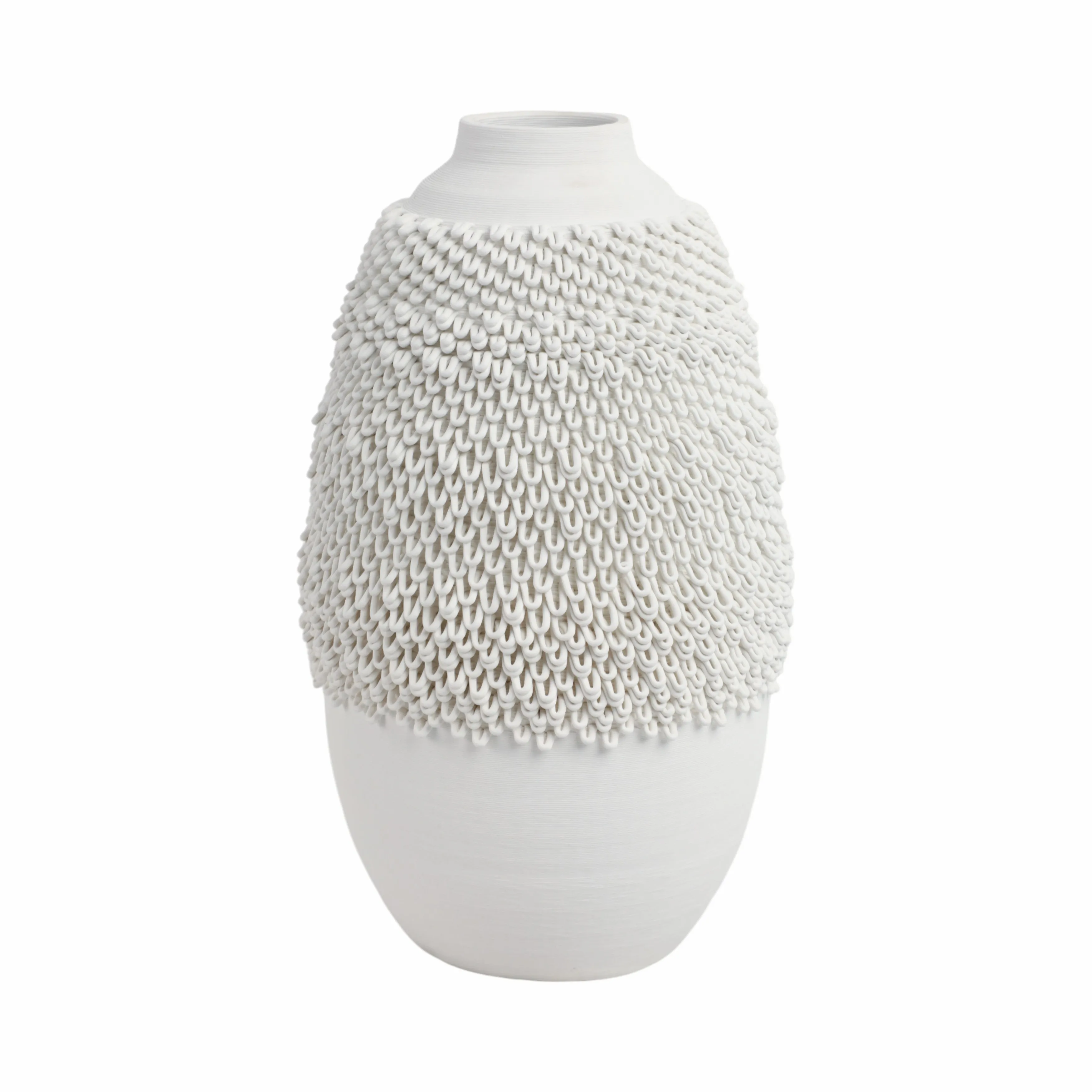 14" Arroyo Medium 3d Printed Porcelain Vase, Ivory