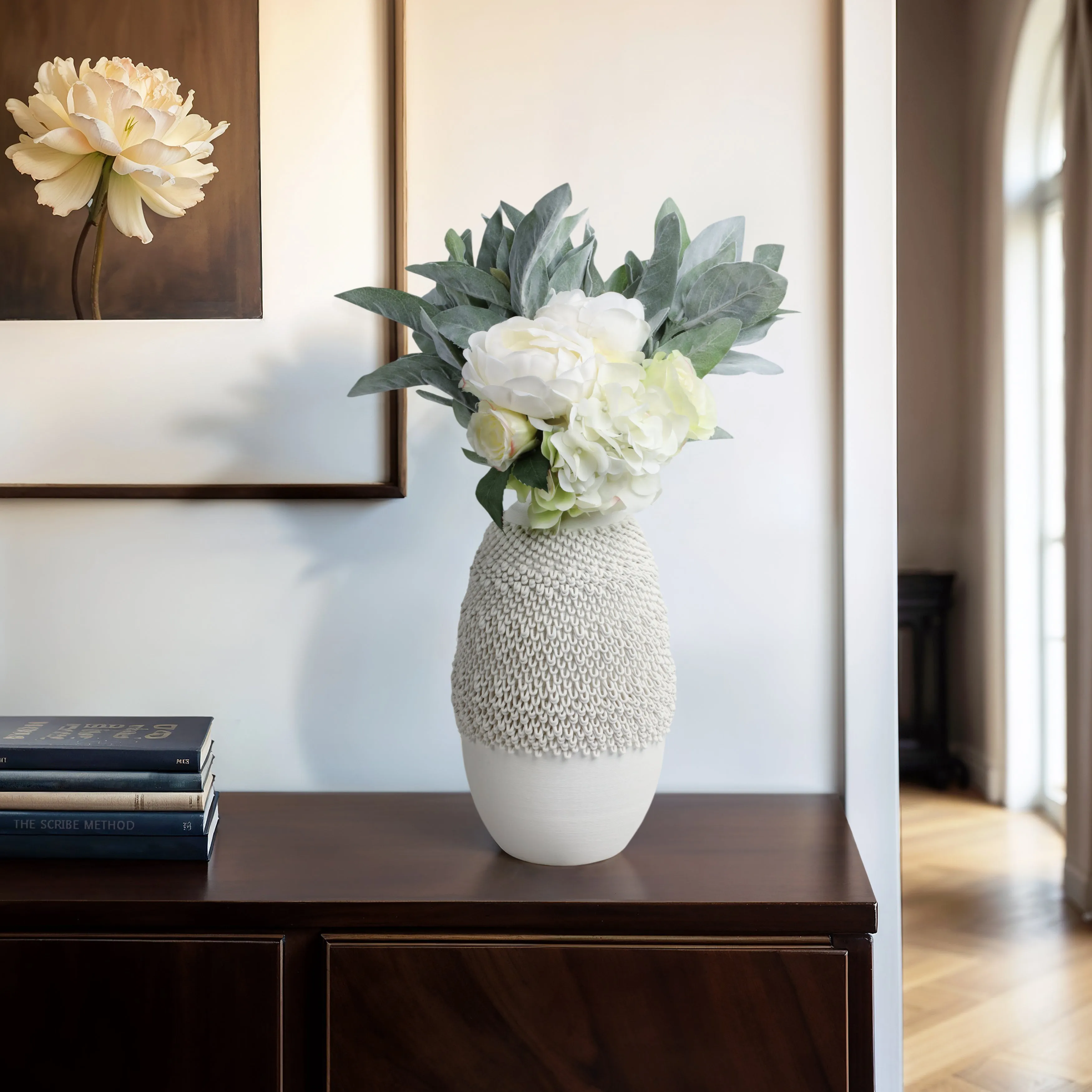 14" Arroyo Medium 3d Printed Porcelain Vase, Ivory