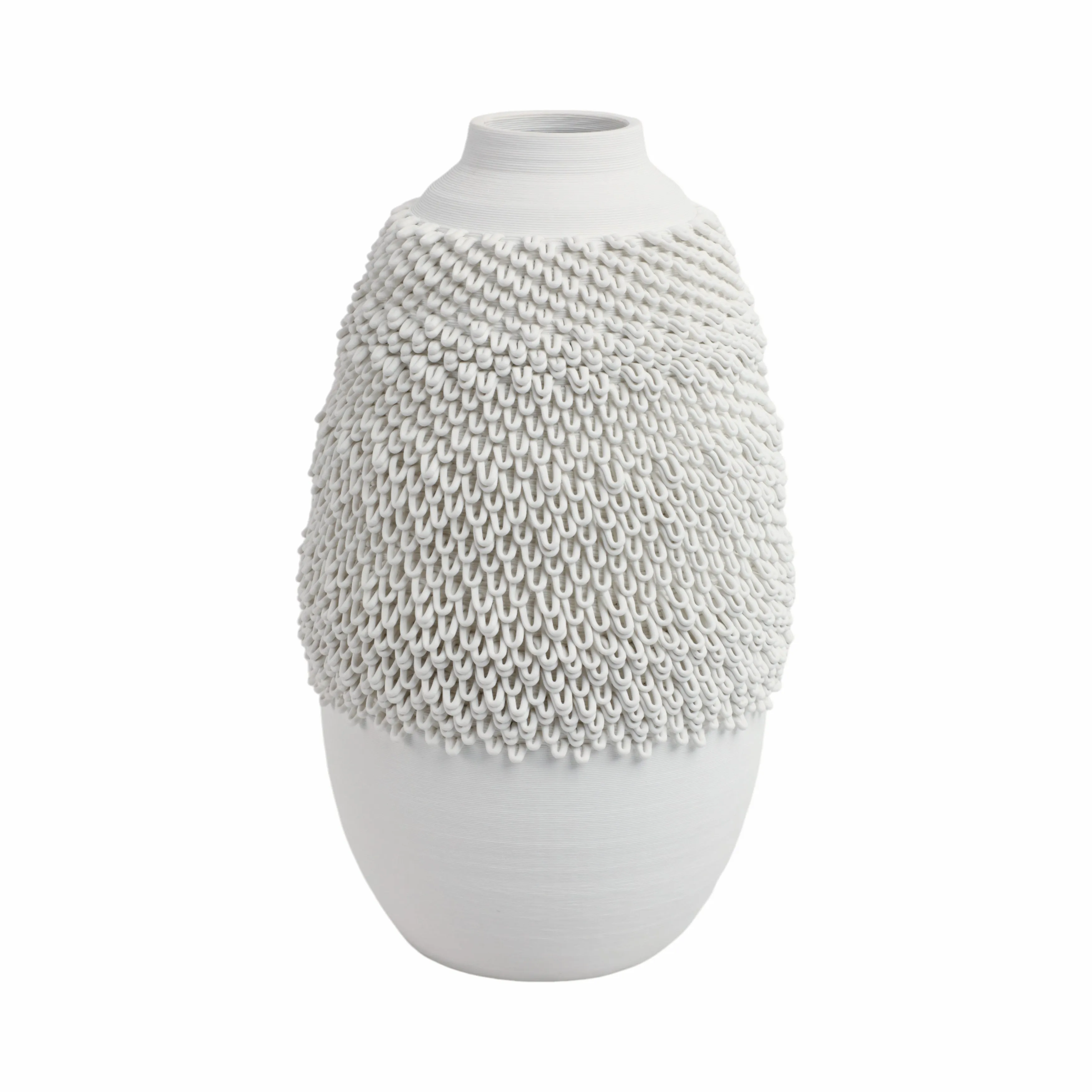 14" Arroyo Medium 3d Printed Porcelain Vase, Ivory