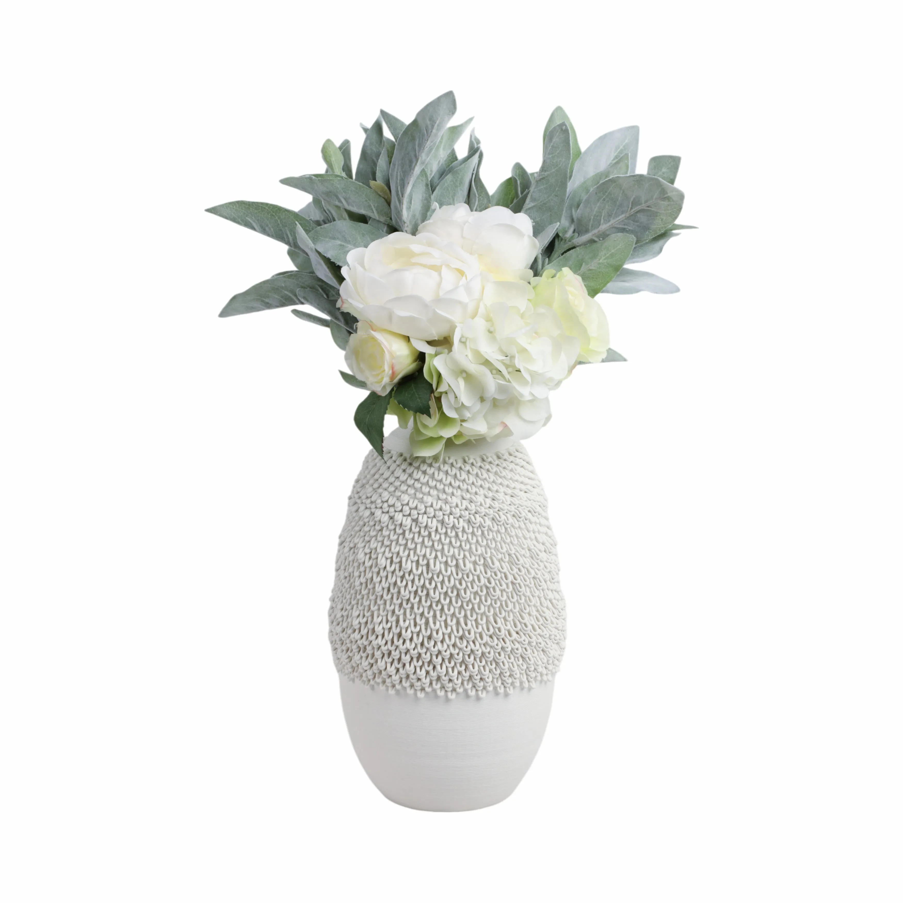 14" Arroyo Medium 3d Printed Porcelain Vase, Ivory