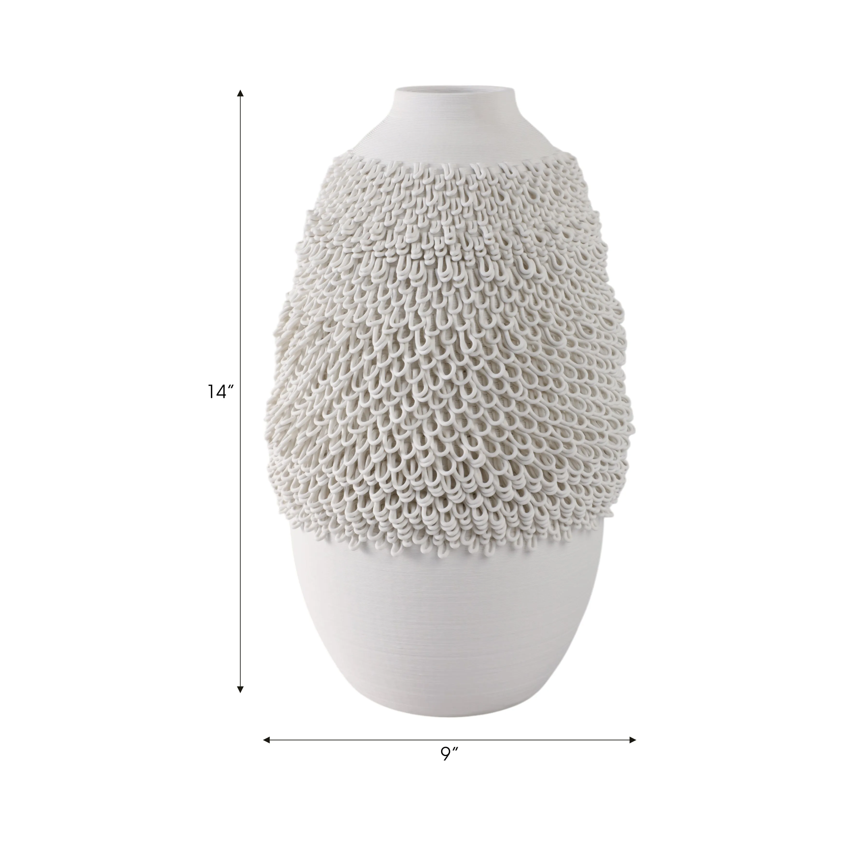 14" Arroyo Medium 3d Printed Porcelain Vase, Ivory