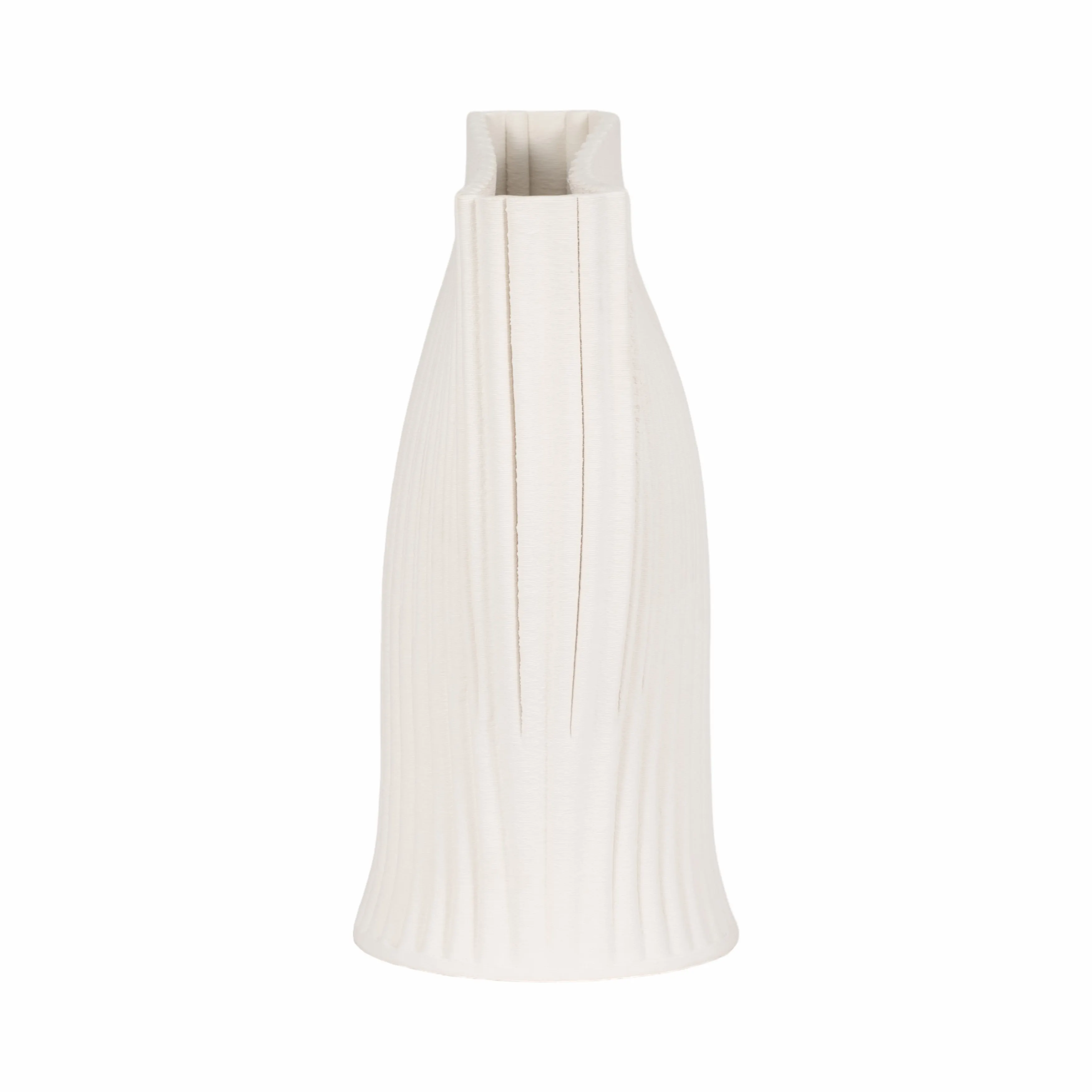 14" BELLO 3D PRINTED VASE, IVORY/BEIGE