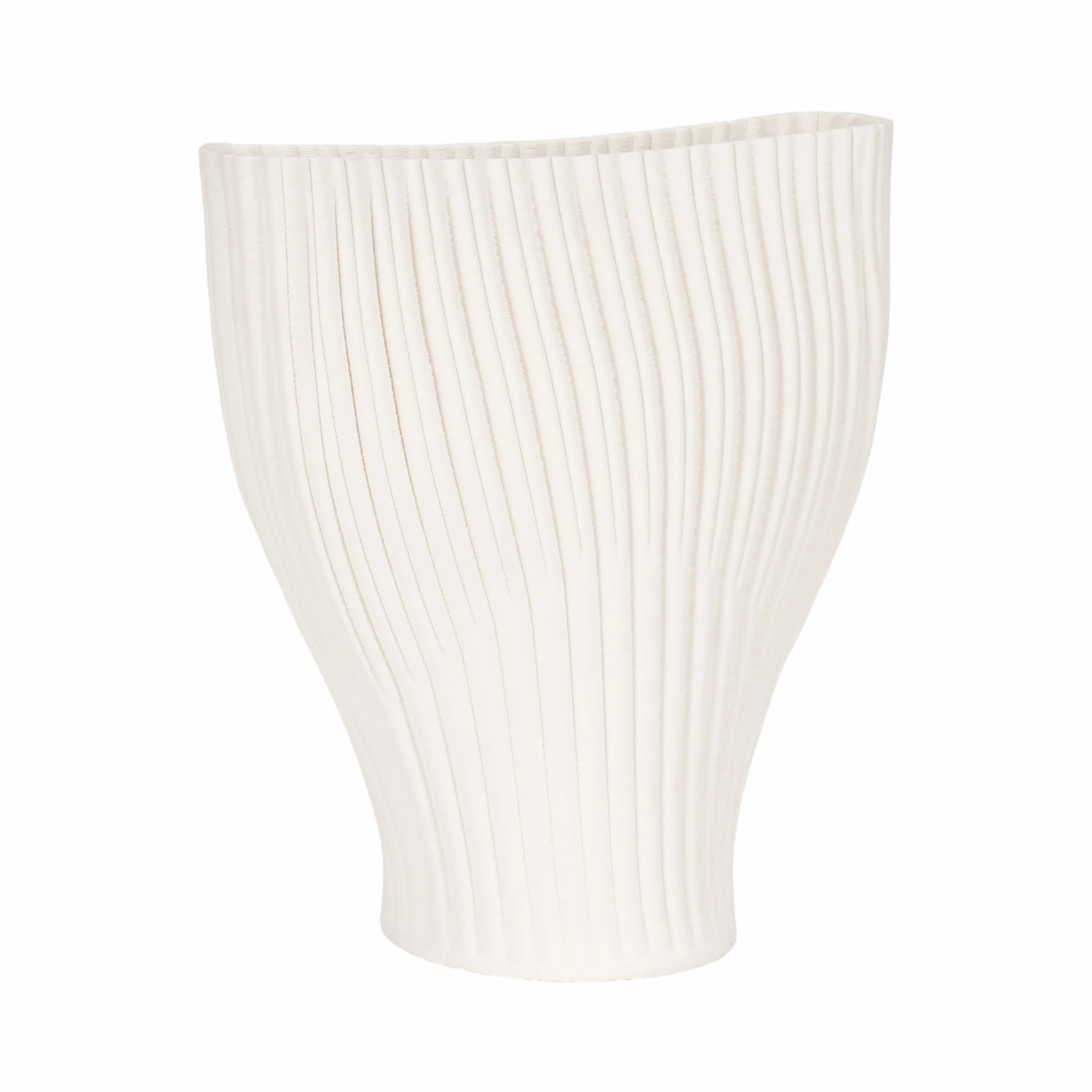 14" BELLO 3D PRINTED VASE, IVORY/BEIGE