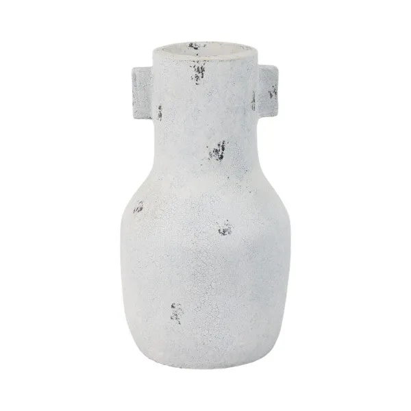 14" Black Patch Modern Terracotta Vase, Ivory/blk