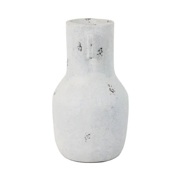 14" Black Patch Modern Terracotta Vase, Ivory/blk