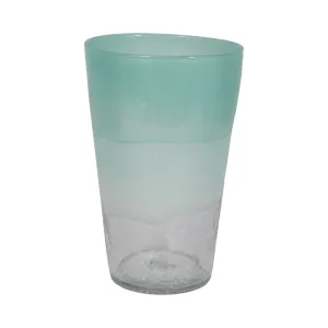 14" Fluted Glass Vase, Aqua Haze