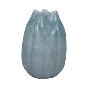 14" Glass Sea Urchin Vase, Blue