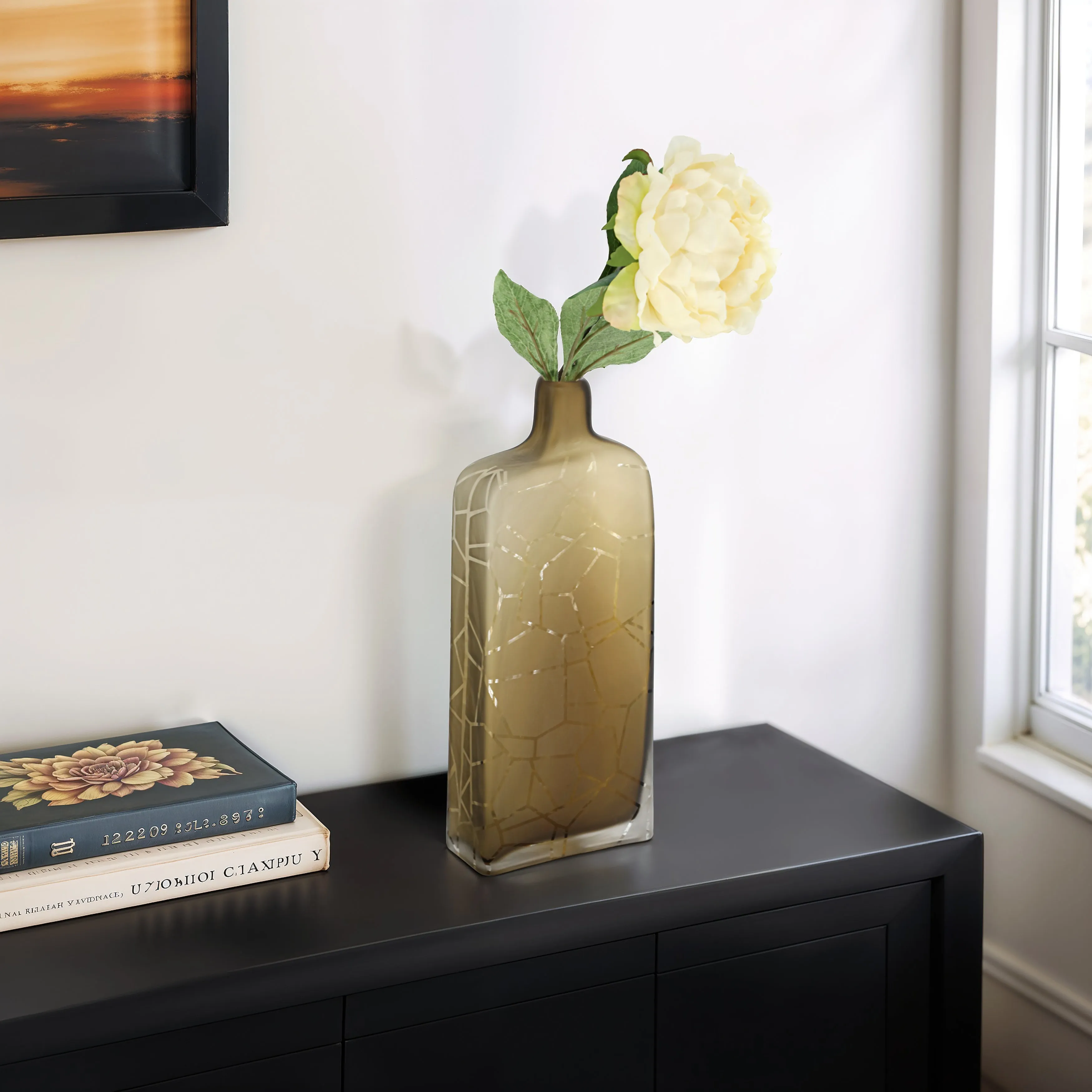14" Kabir Large Brown Glass Vase