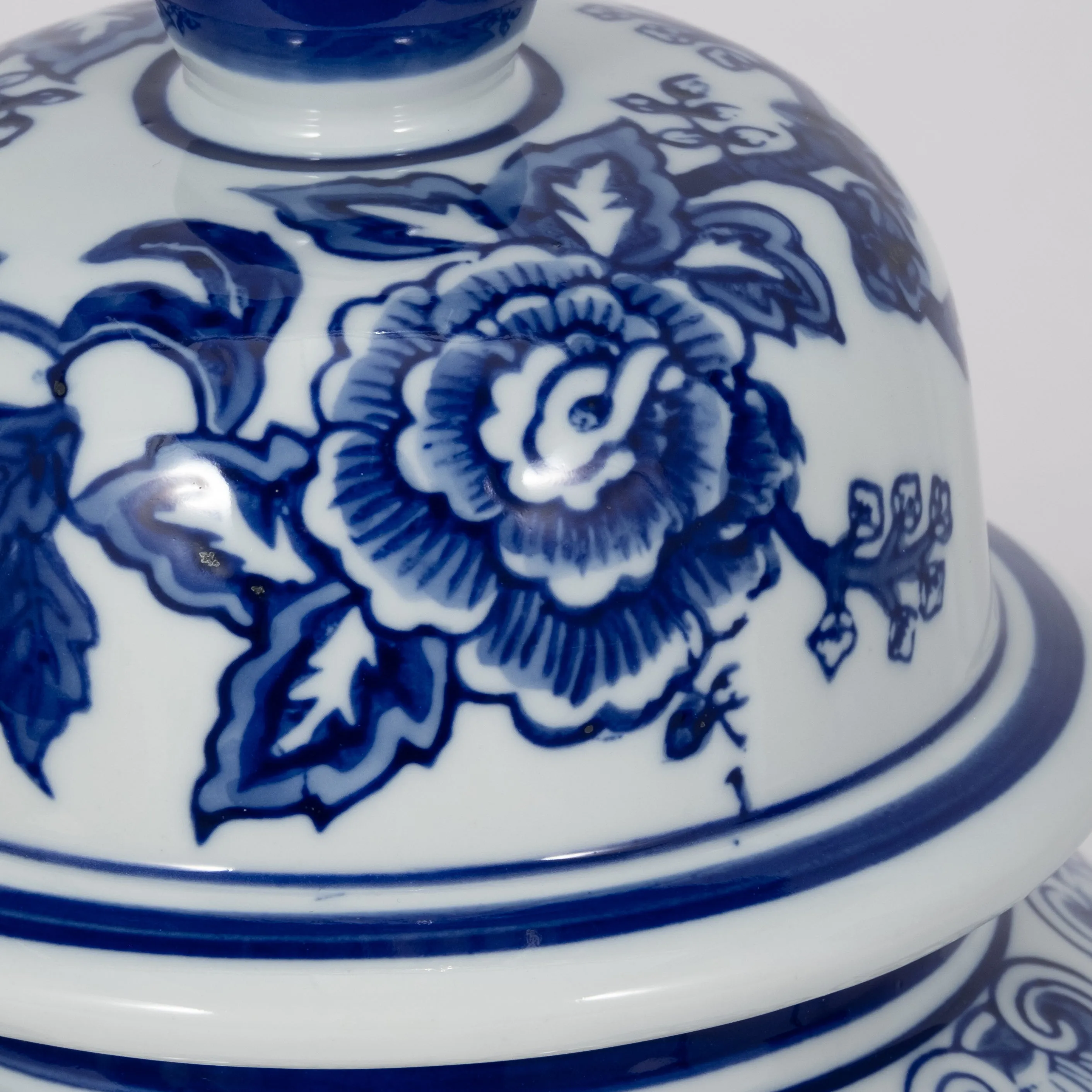 14" TEMPLE JAR BIRD/FLOWER, BLUE