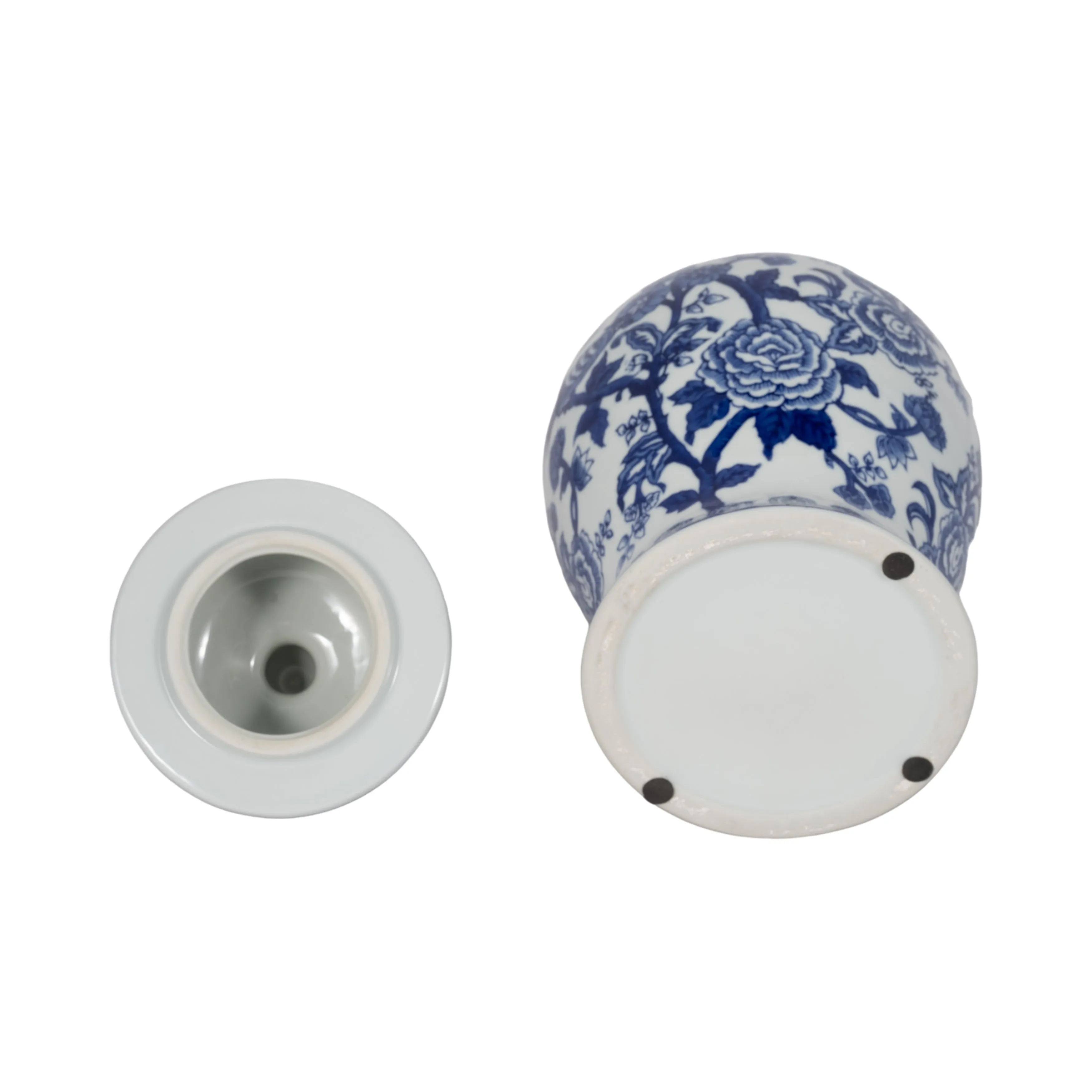 14" TEMPLE JAR BIRD/FLOWER, BLUE