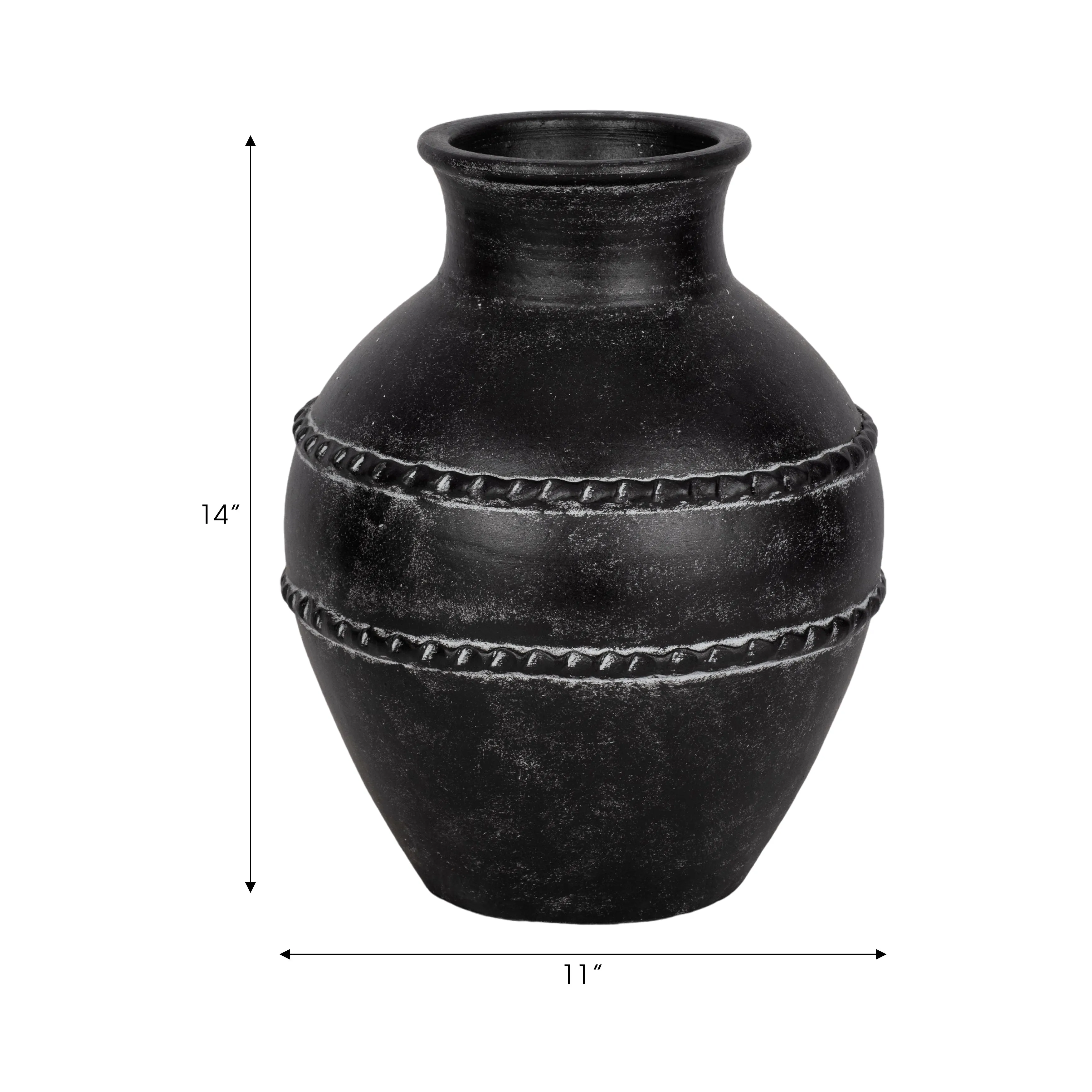 14" Traditional Terracotta Vase, Black