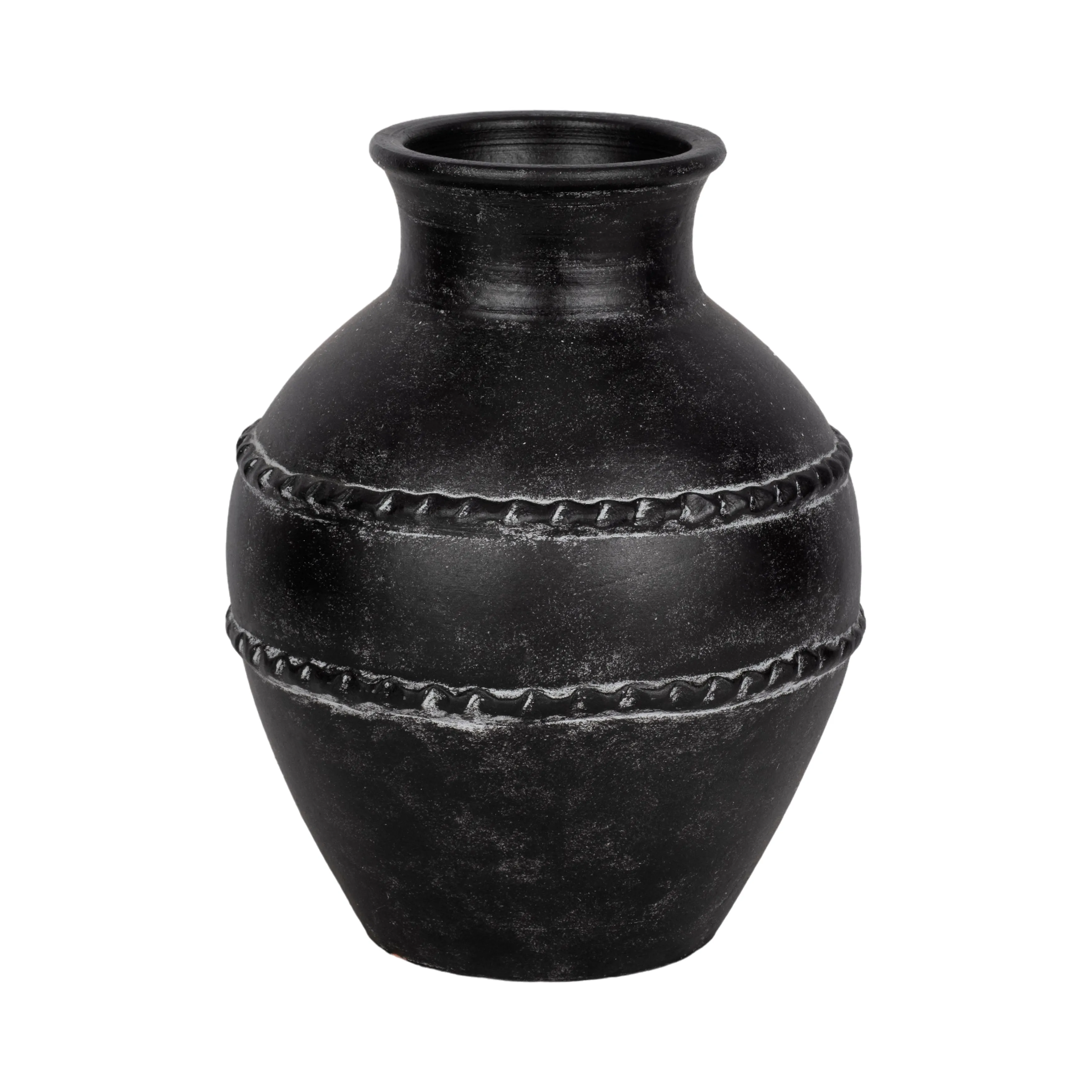 14" Traditional Terracotta Vase, Black