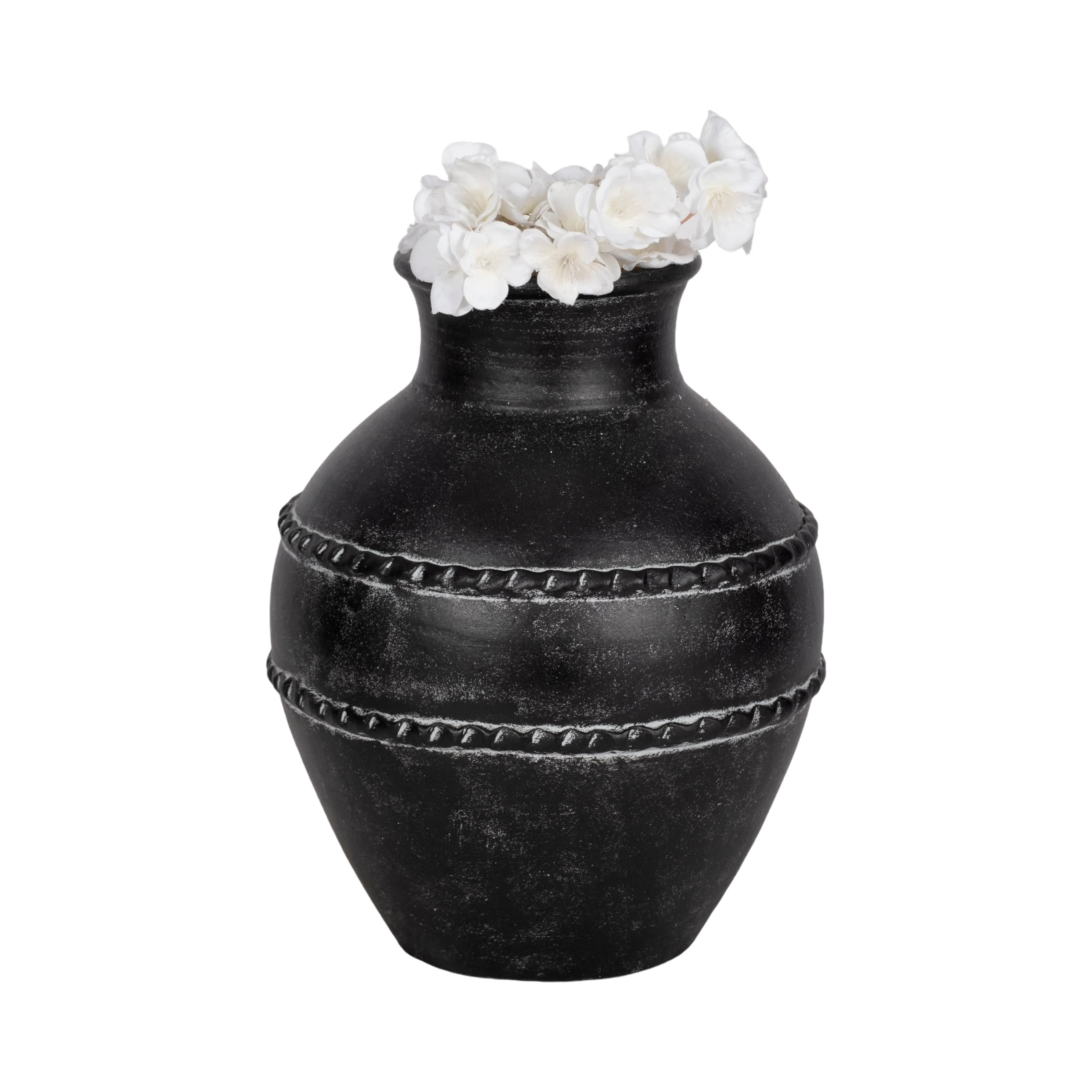 14" Traditional Terracotta Vase, Black