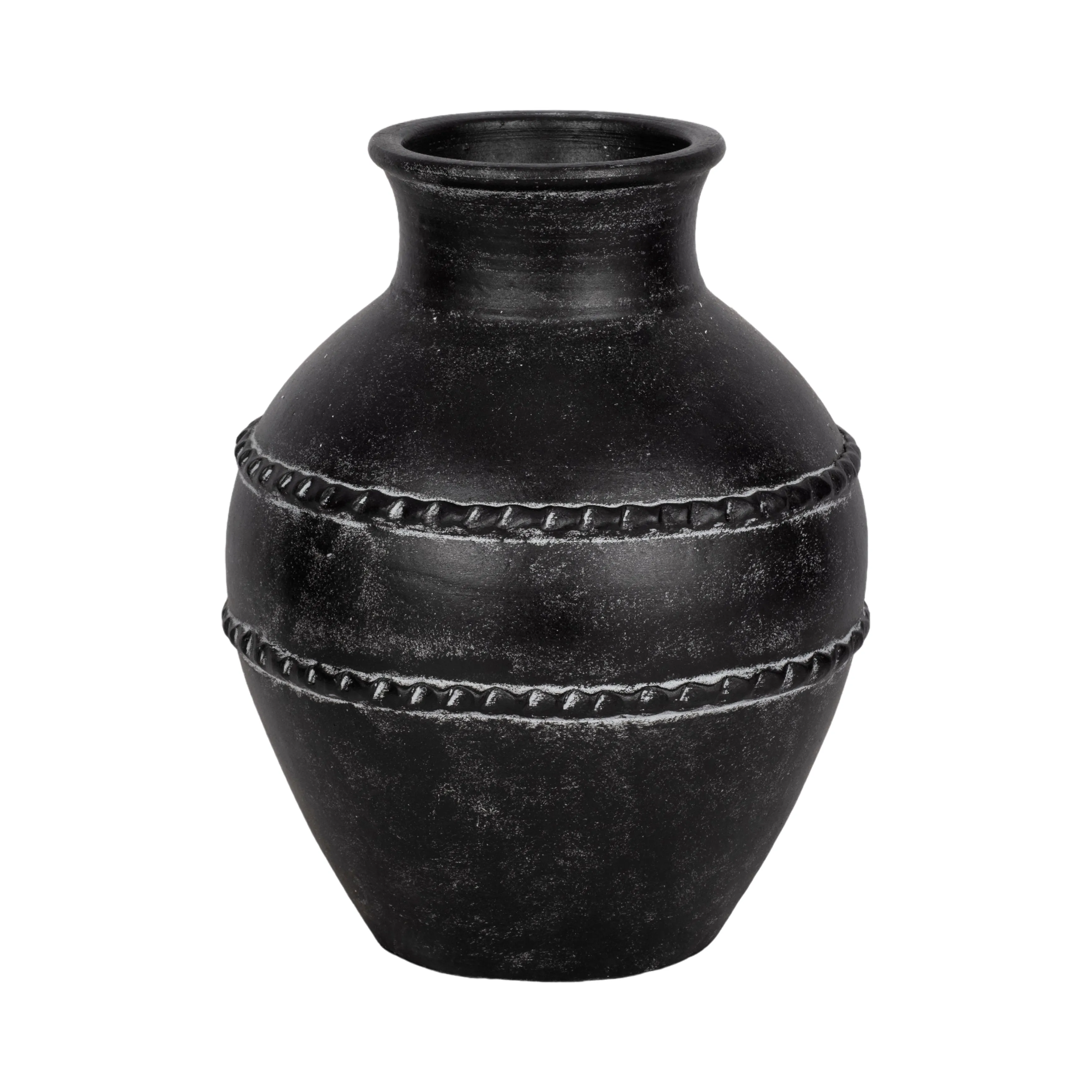 14" Traditional Terracotta Vase, Black