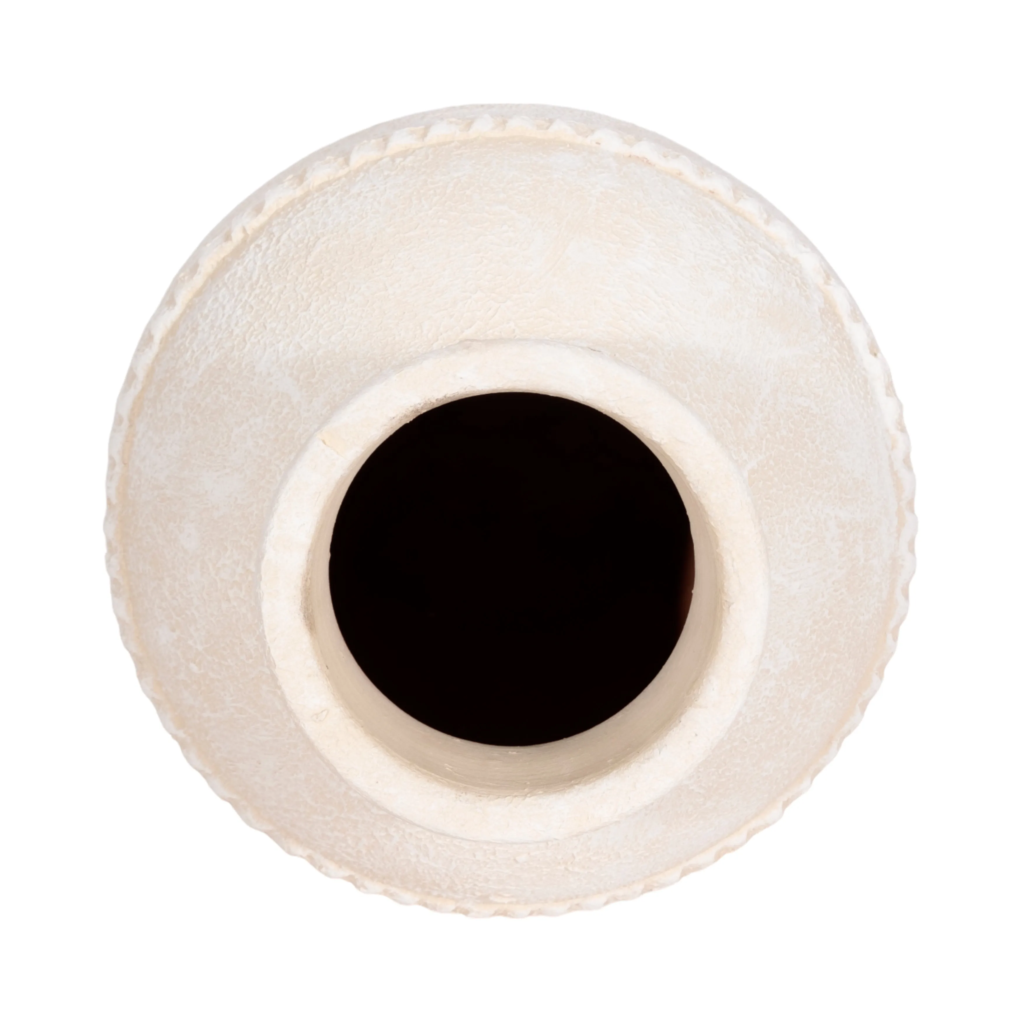 14" Traditional Textured Terracotta Vase, Ivory
