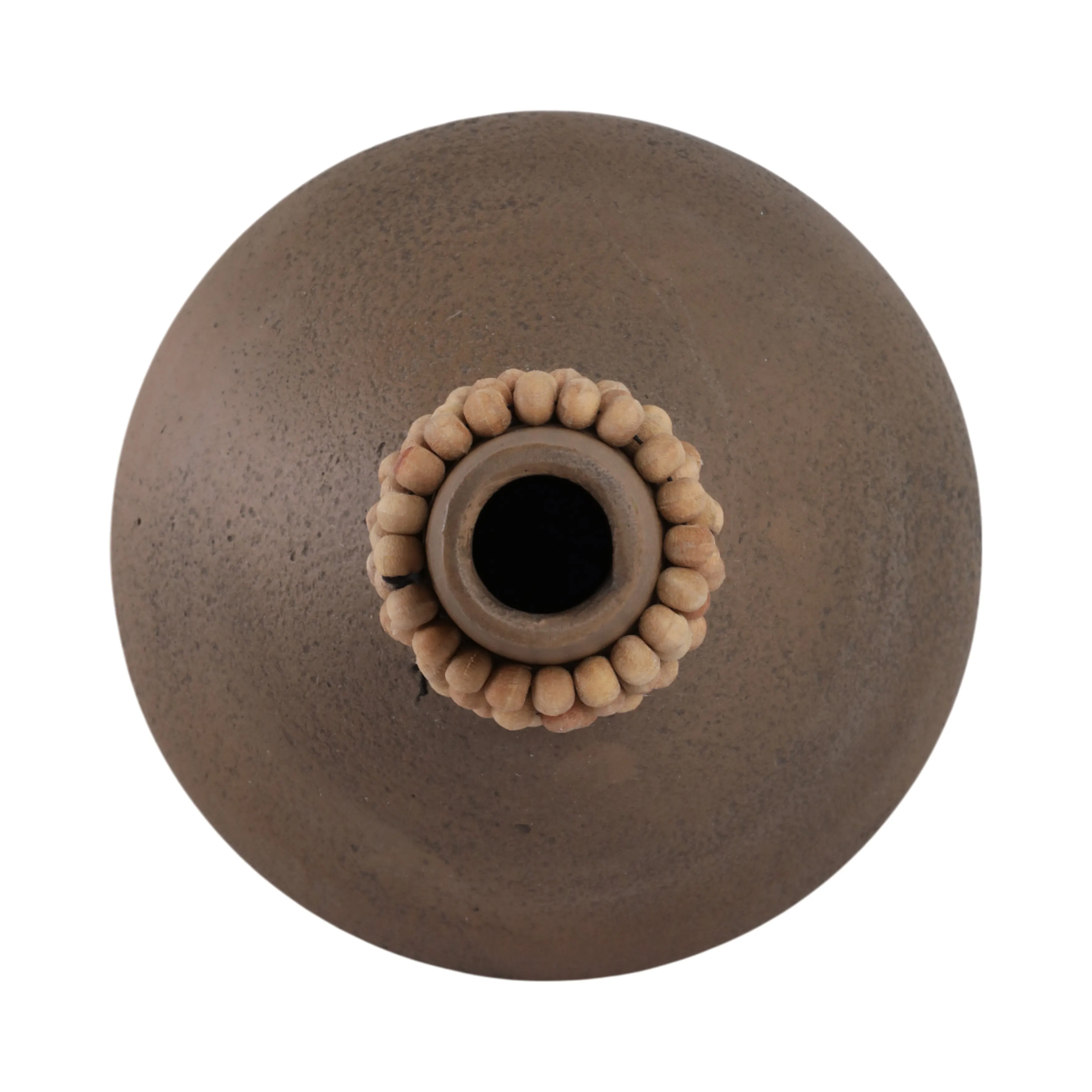 14" Tutwell Large Vase With Wood Beads, Brwn