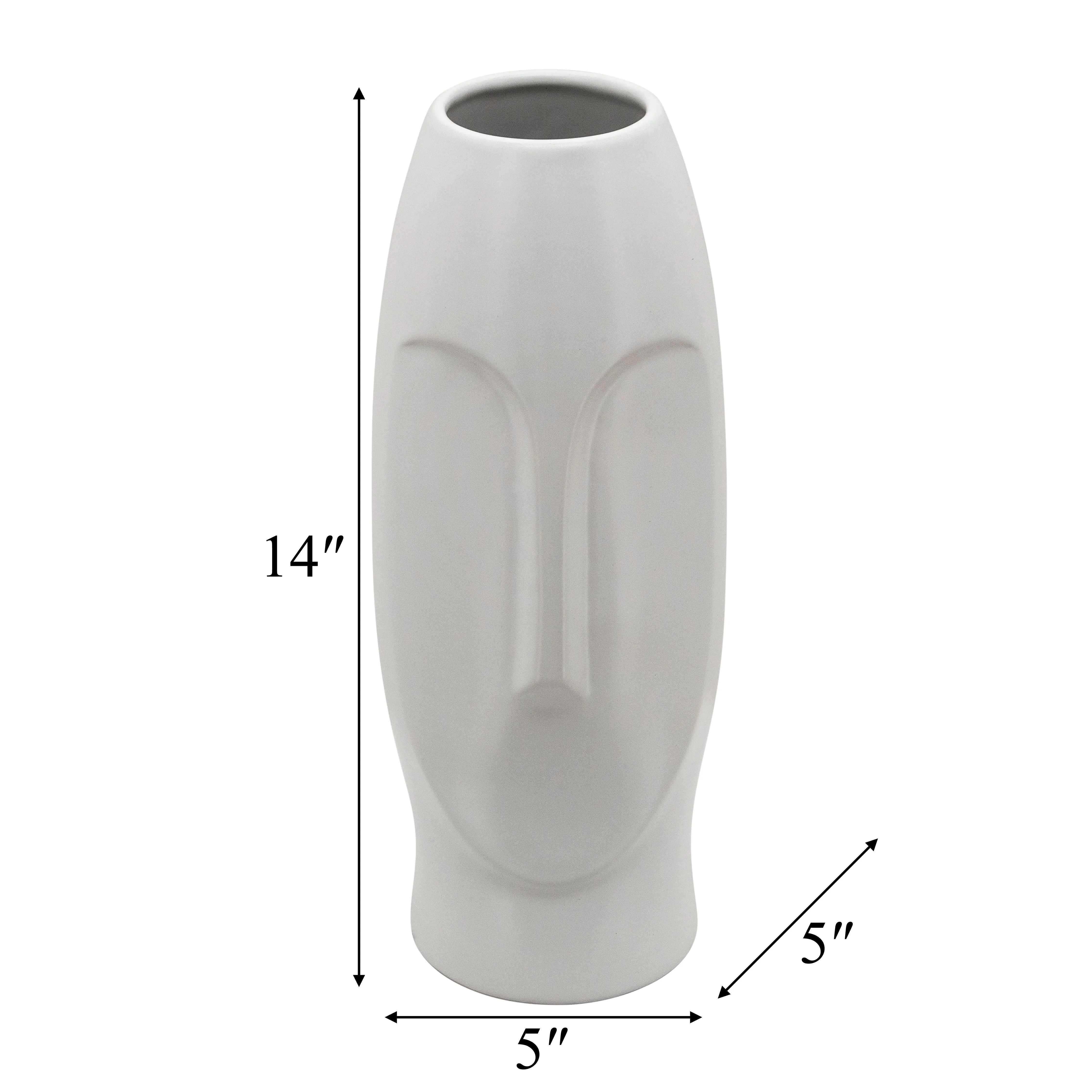 14"H FACE VASE, WHITE