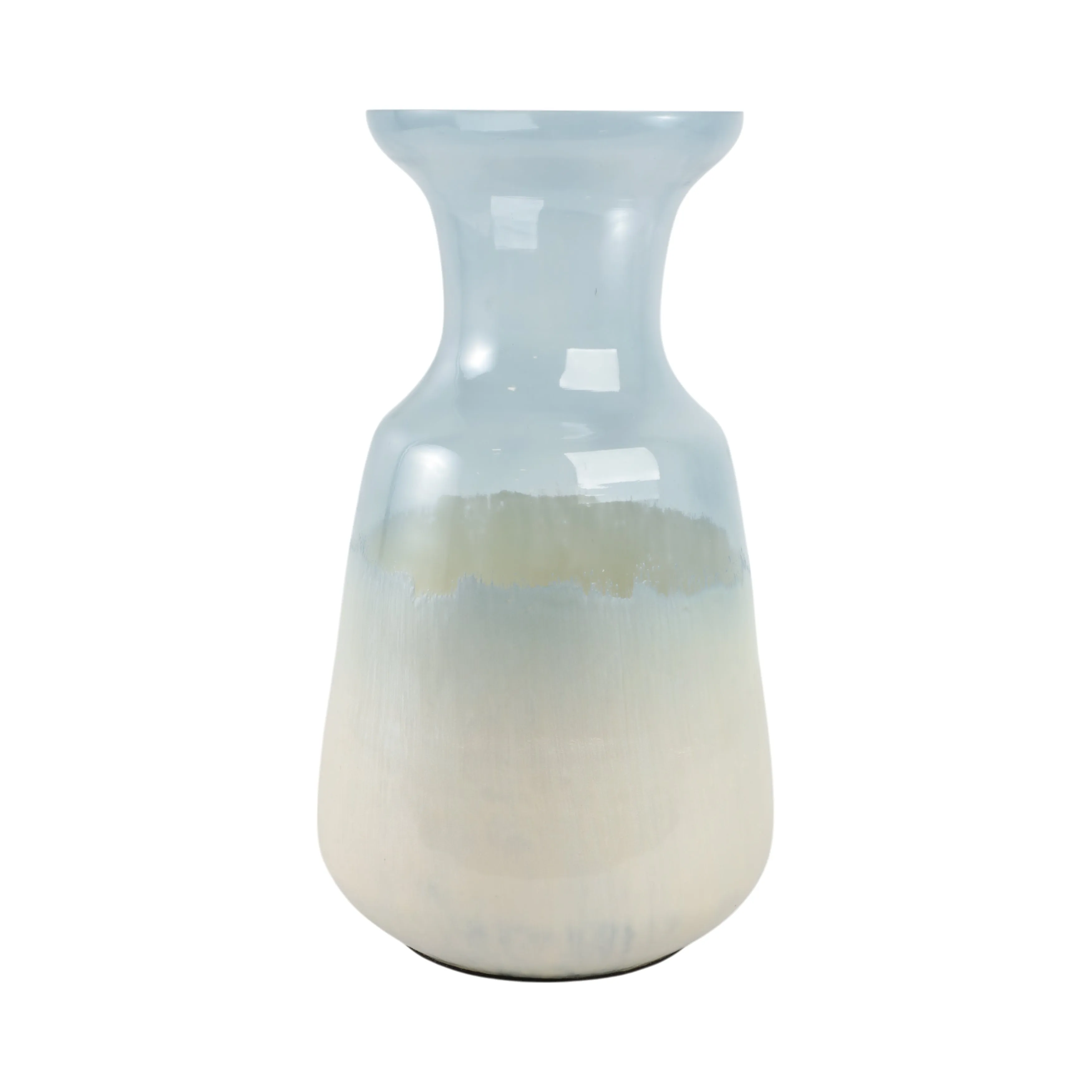 14x8" Frosted Glass Vase, Blue/white