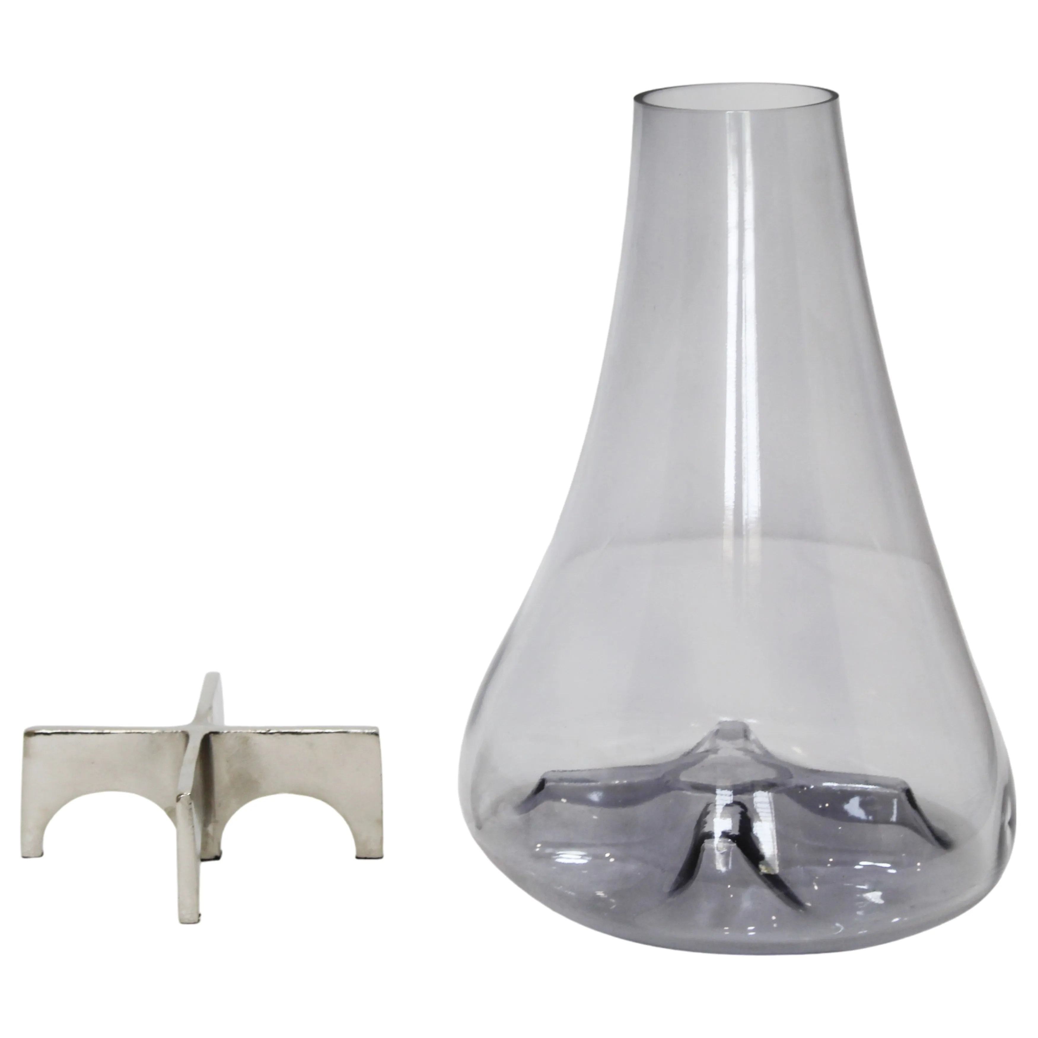 15" Raylor Small Glass Vase With Metal Base