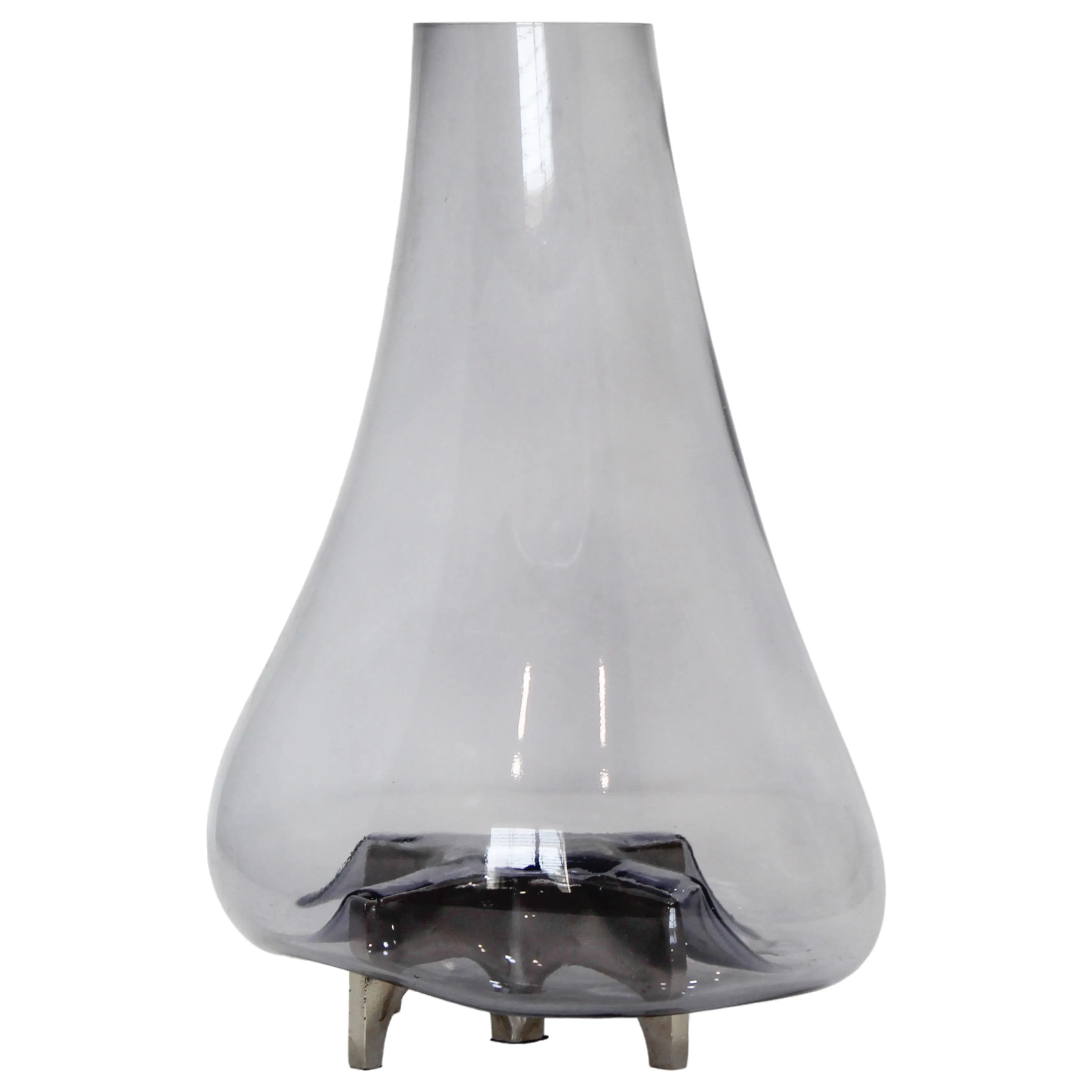 15" Raylor Small Glass Vase With Metal Base