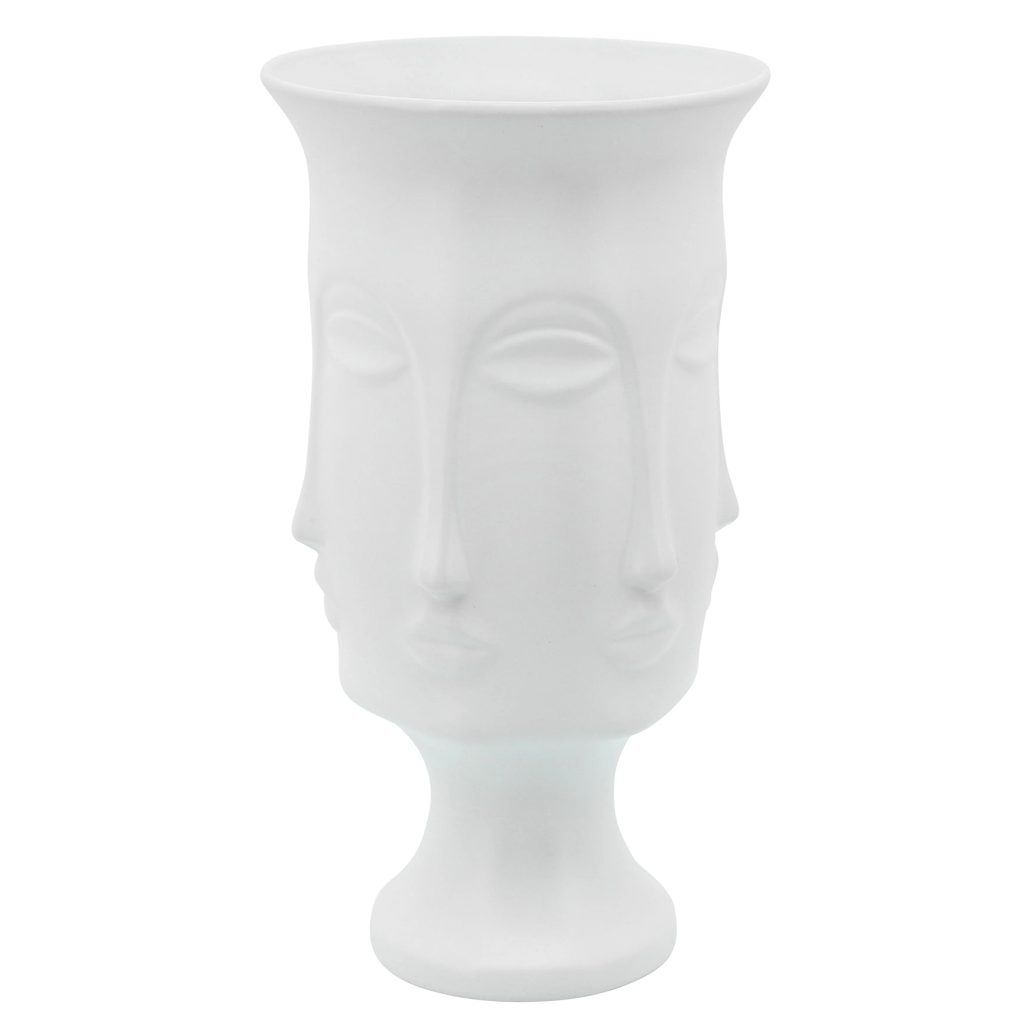 15"H MULTI FACED VASE, WHITE
