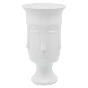 15"H MULTI FACED VASE, WHITE