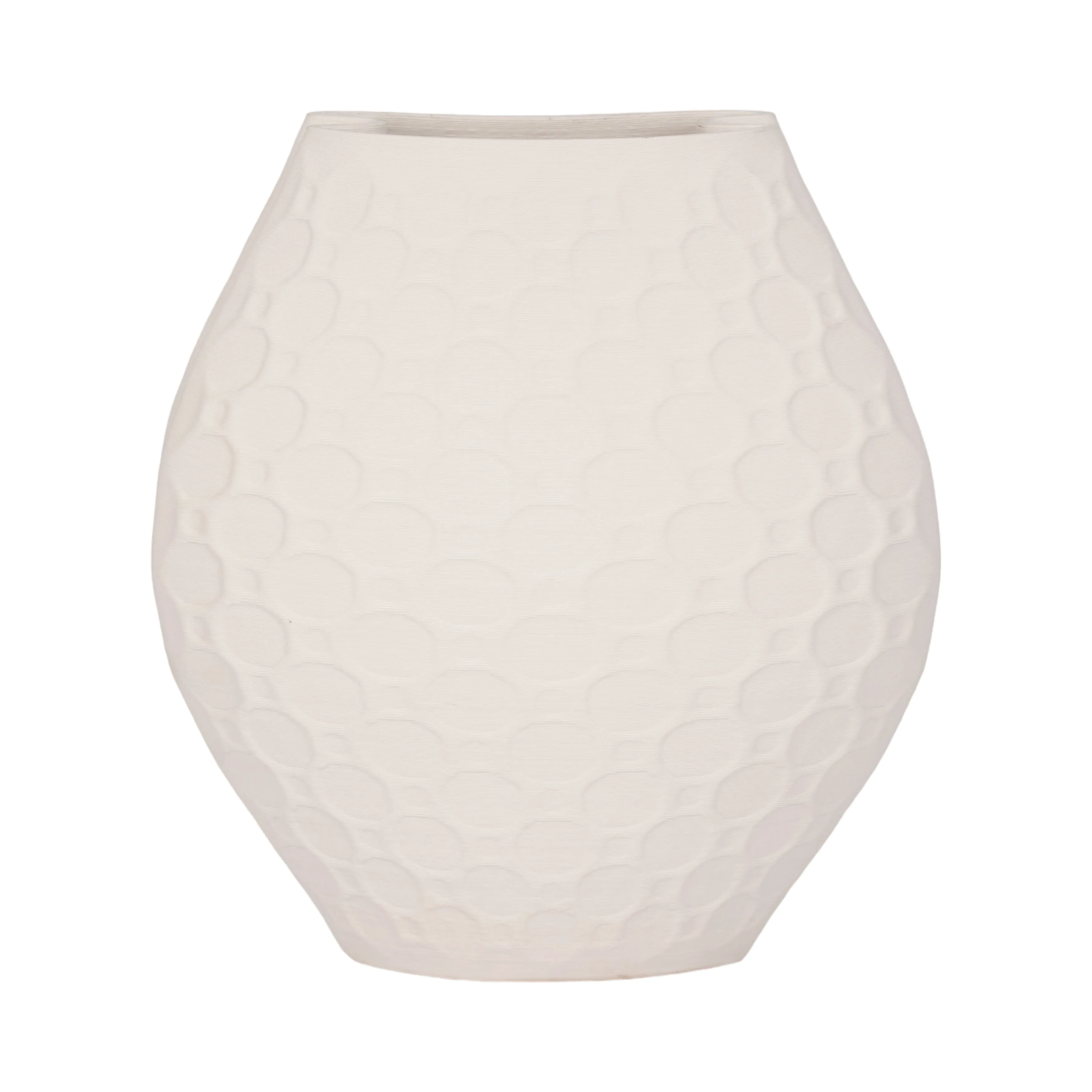 16" ELPHANTINE 3D PRINTED VASE, IVORY/BEIGE
