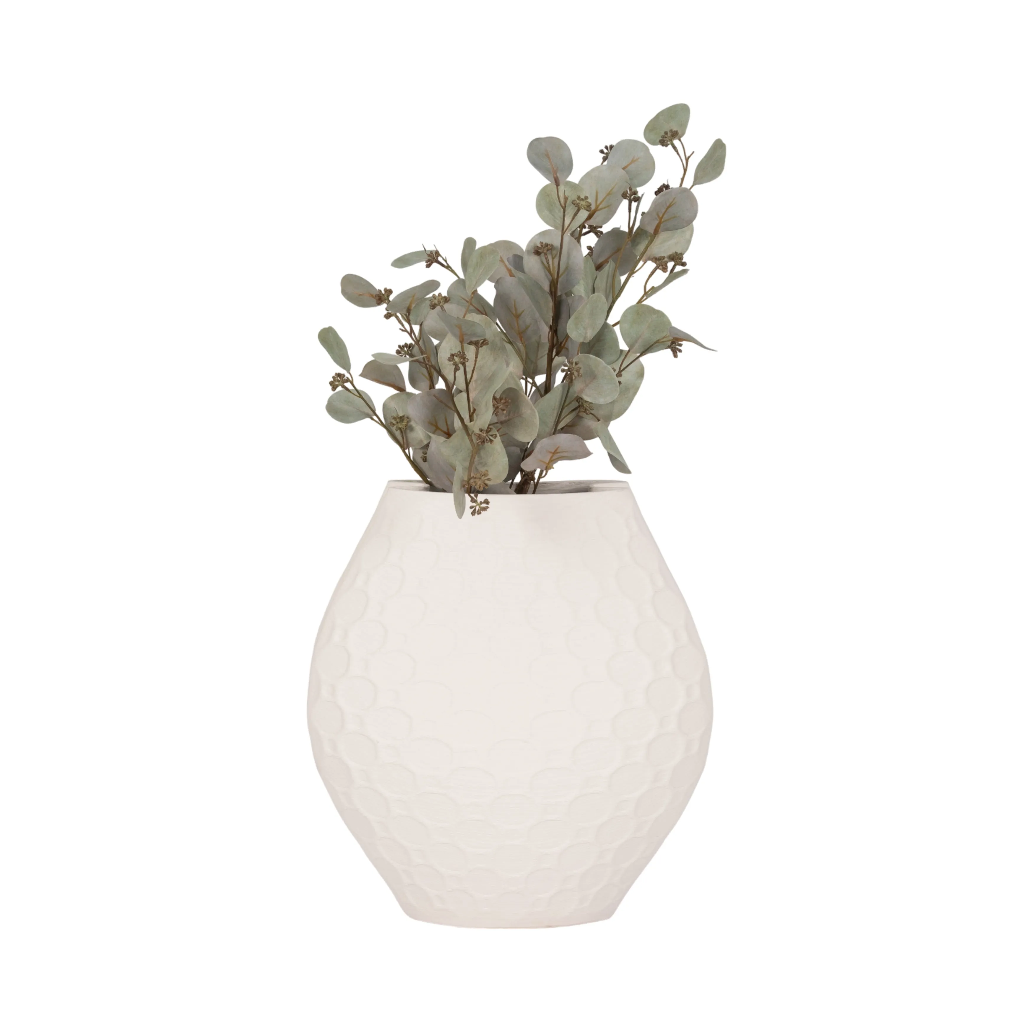 16" ELPHANTINE 3D PRINTED VASE, IVORY/BEIGE