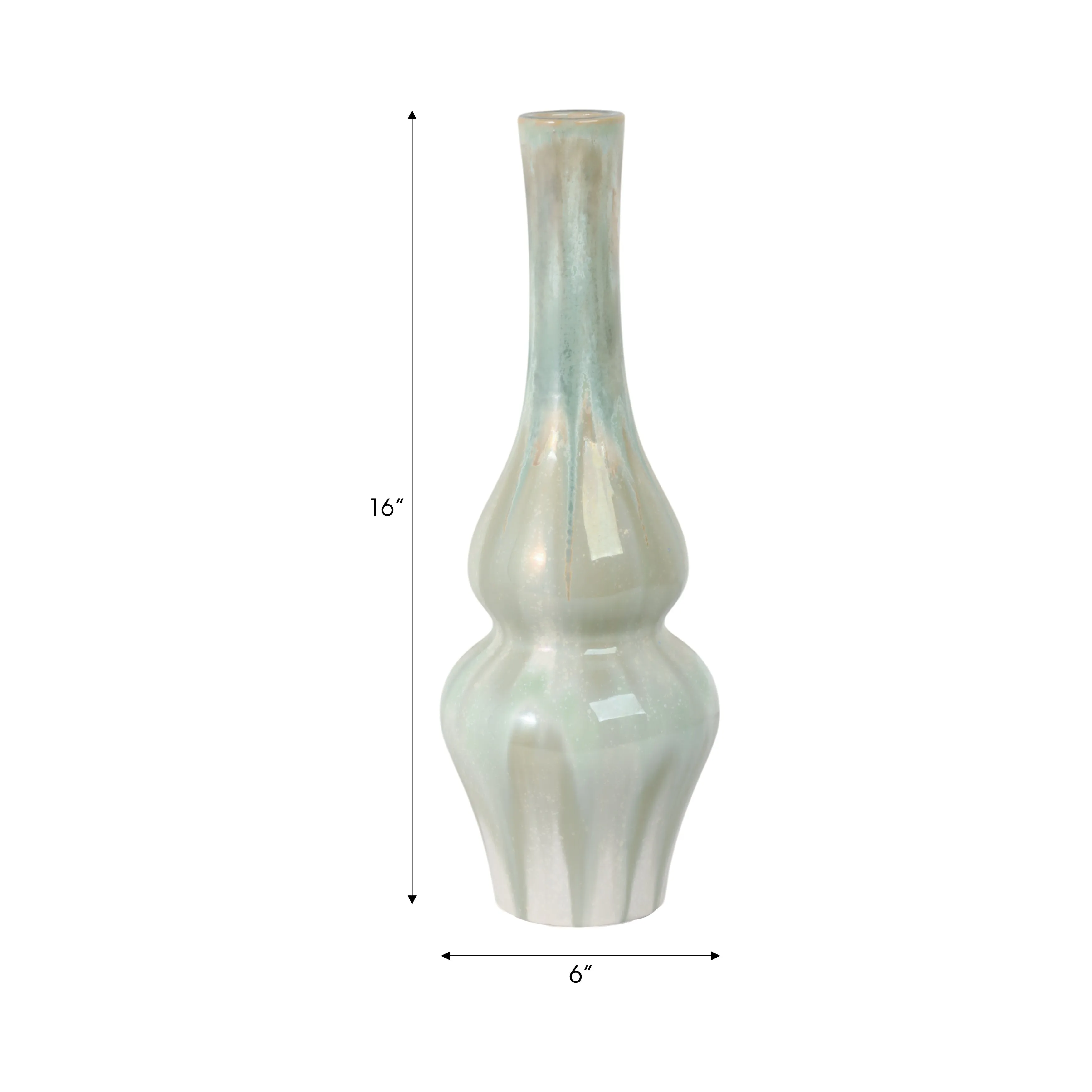 16" Everette Small Green Ceramic Vase