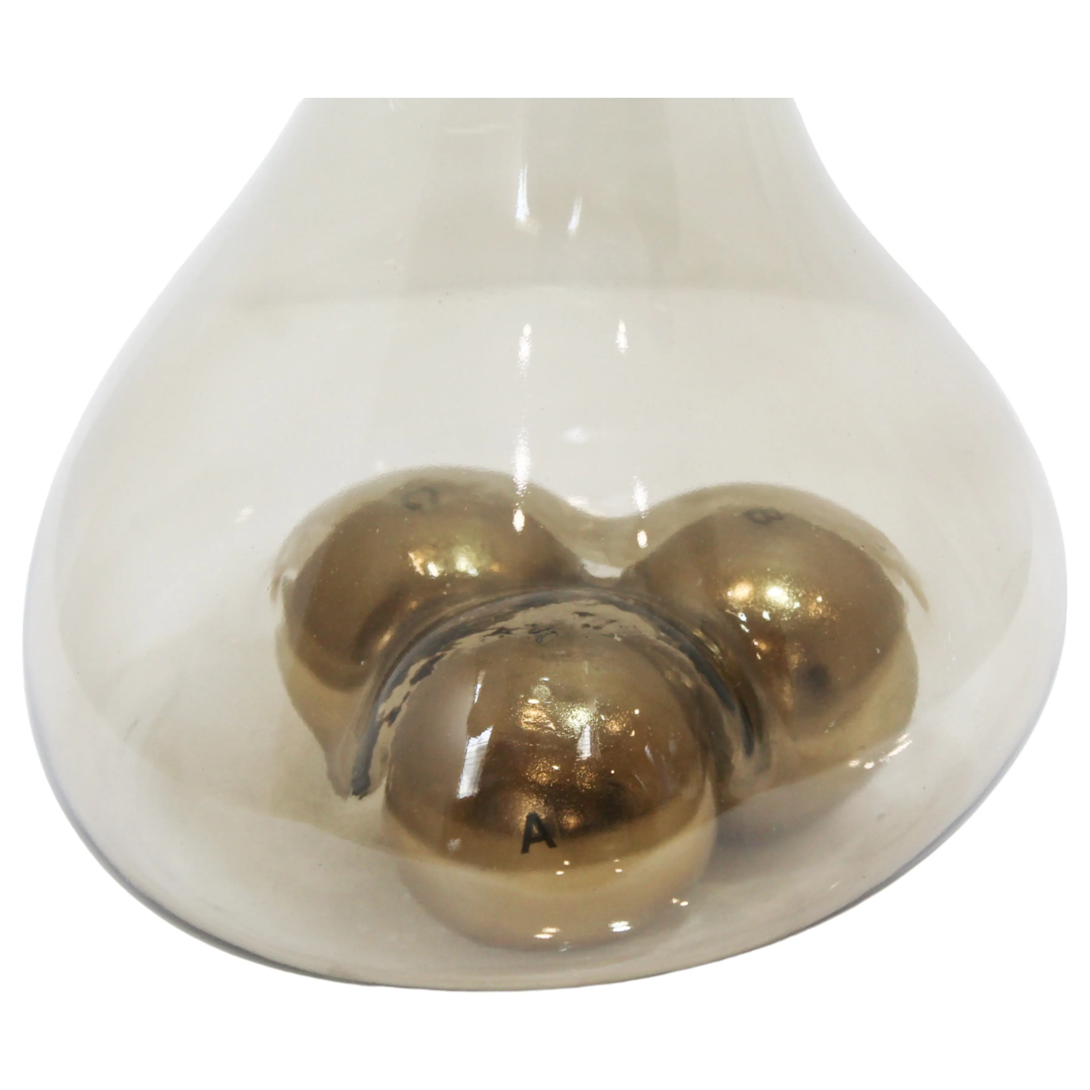 16" Feline Small Glass  Vase With Metal Ball Base