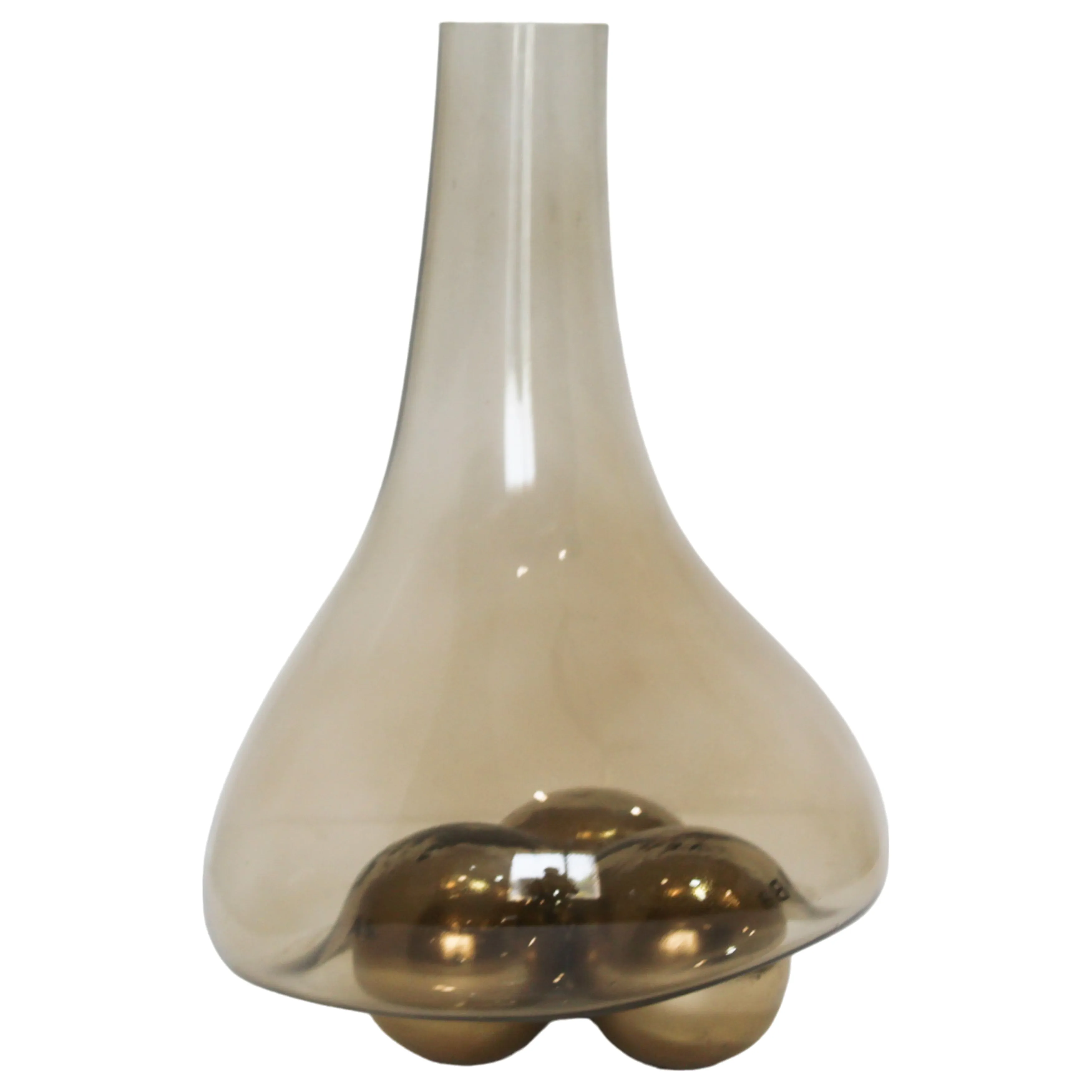 16" Feline Small Glass  Vase With Metal Ball Base